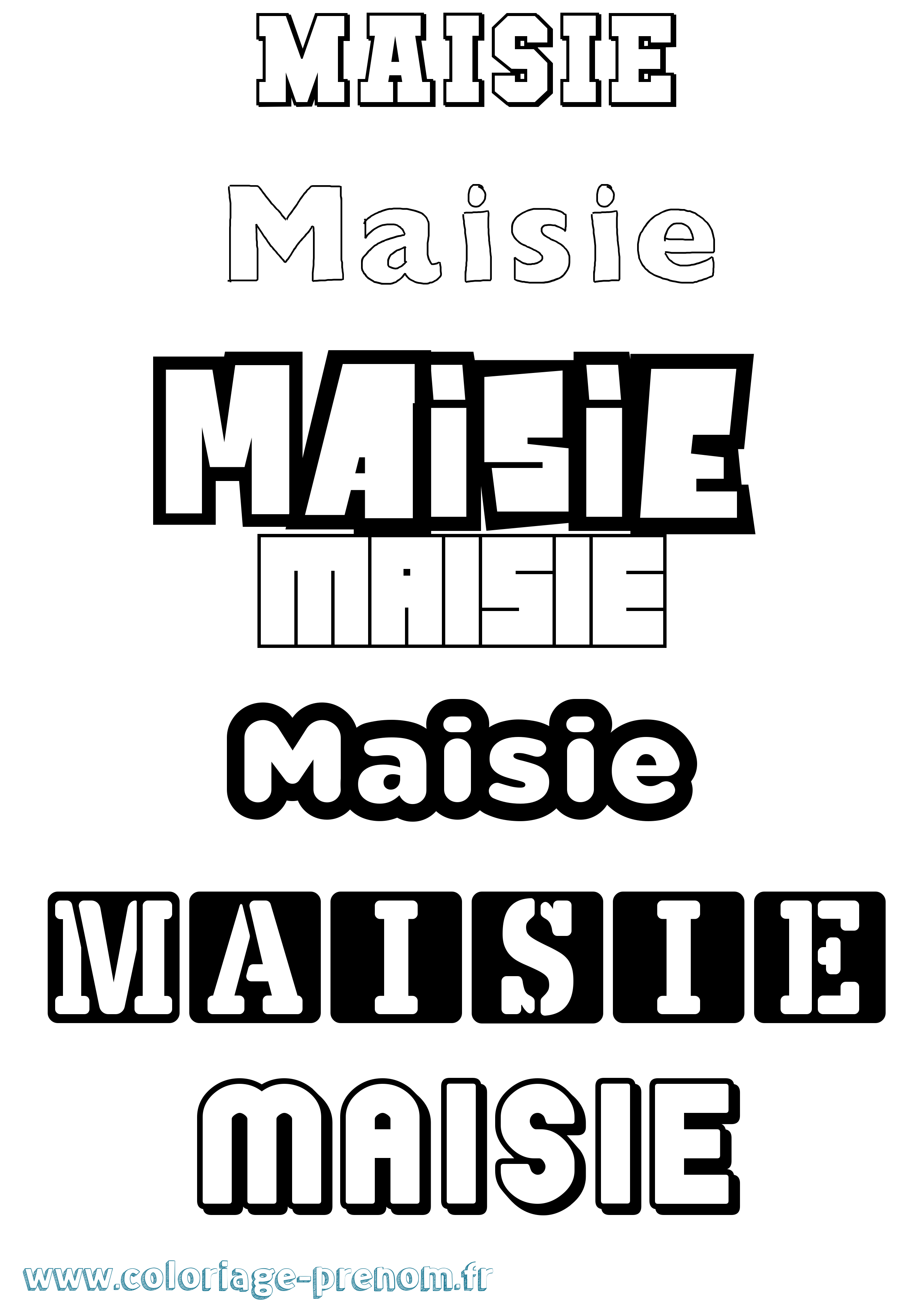 Coloriage Maisie Simple Coloriage prénom Maisie Simple