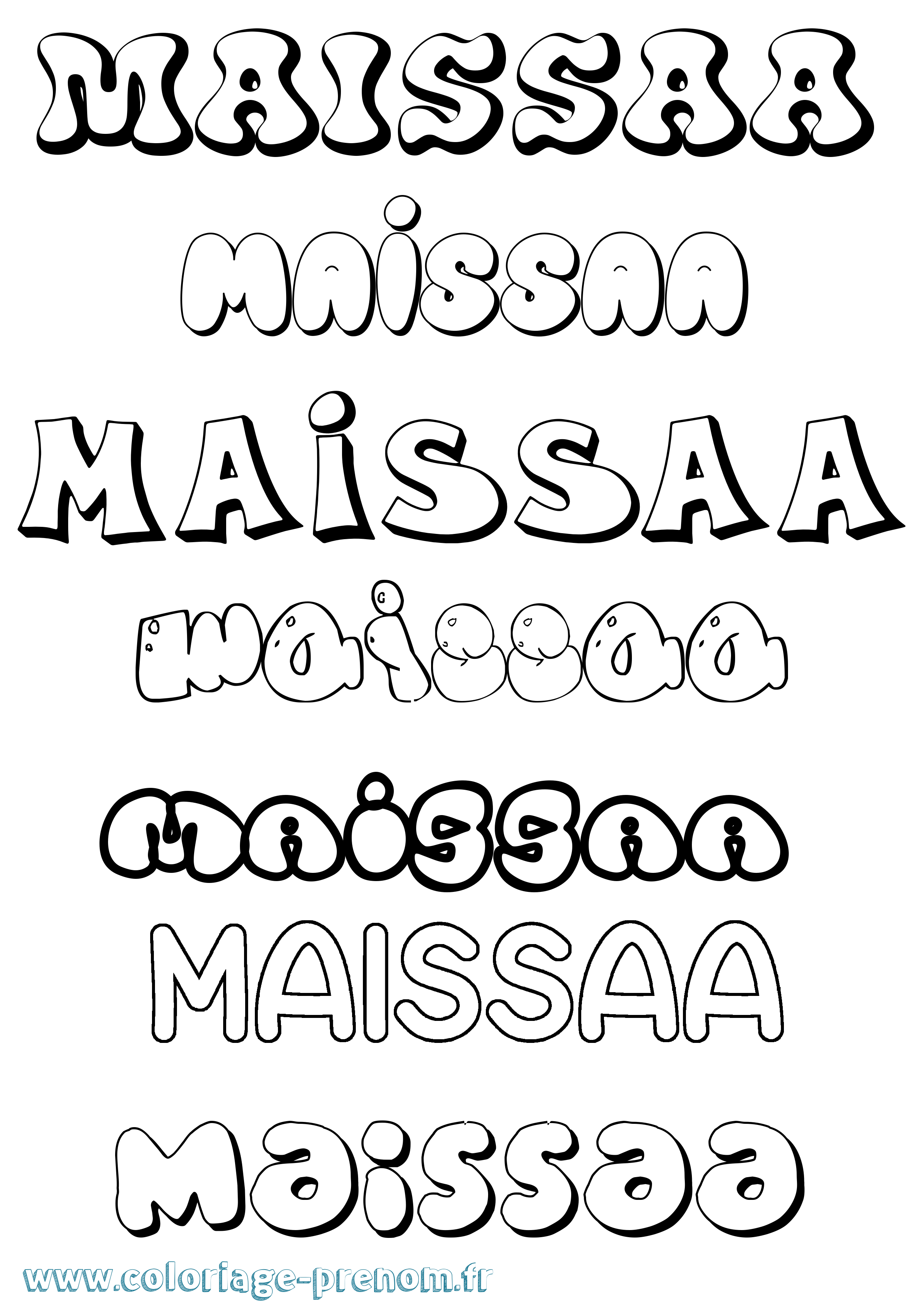 Coloriage Maissaa Bubble Coloriage prénom Maissaa Bubble