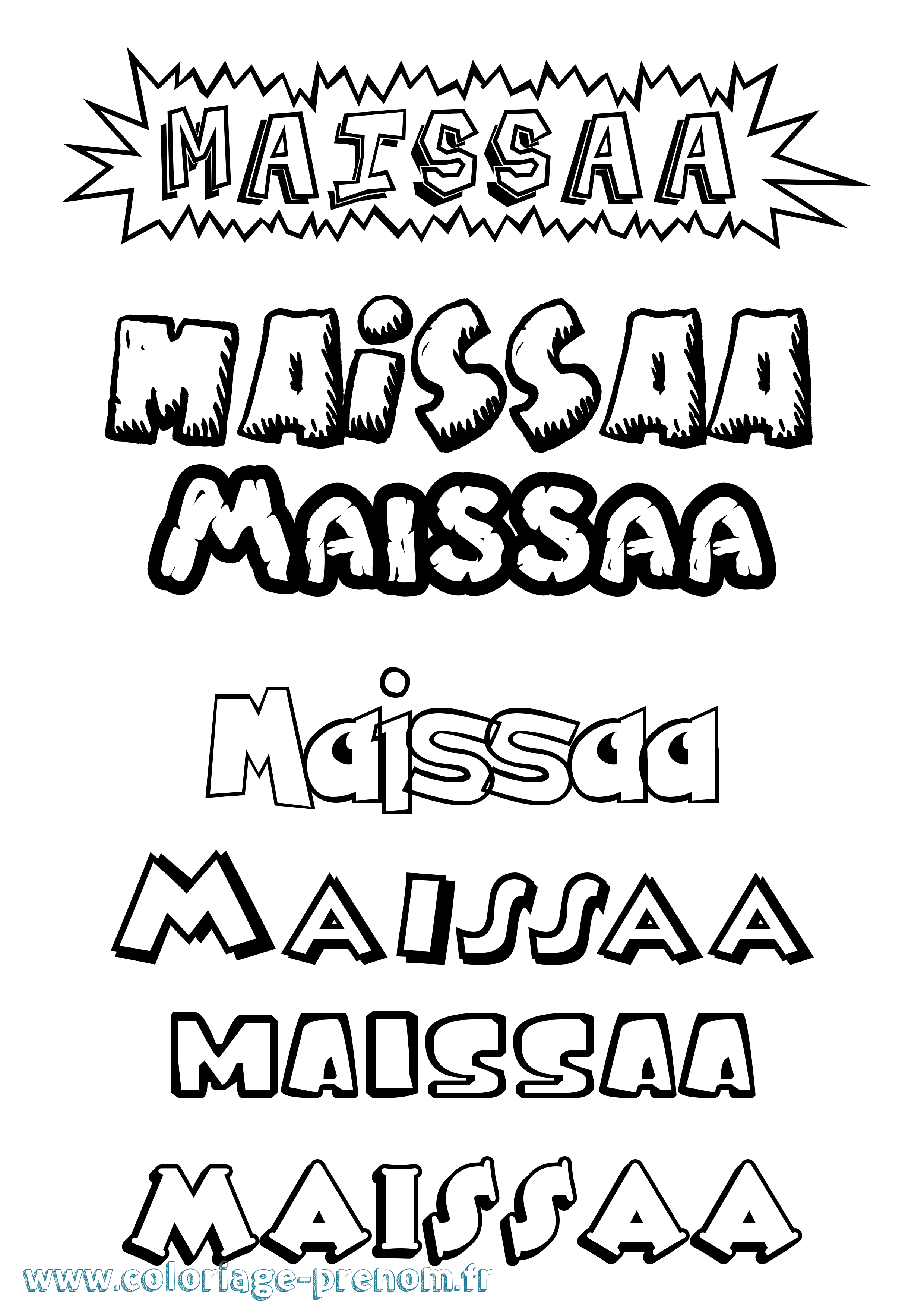 Coloriage Maissaa Dessin Animé Coloriage prénom Maissaa Dessin Animé