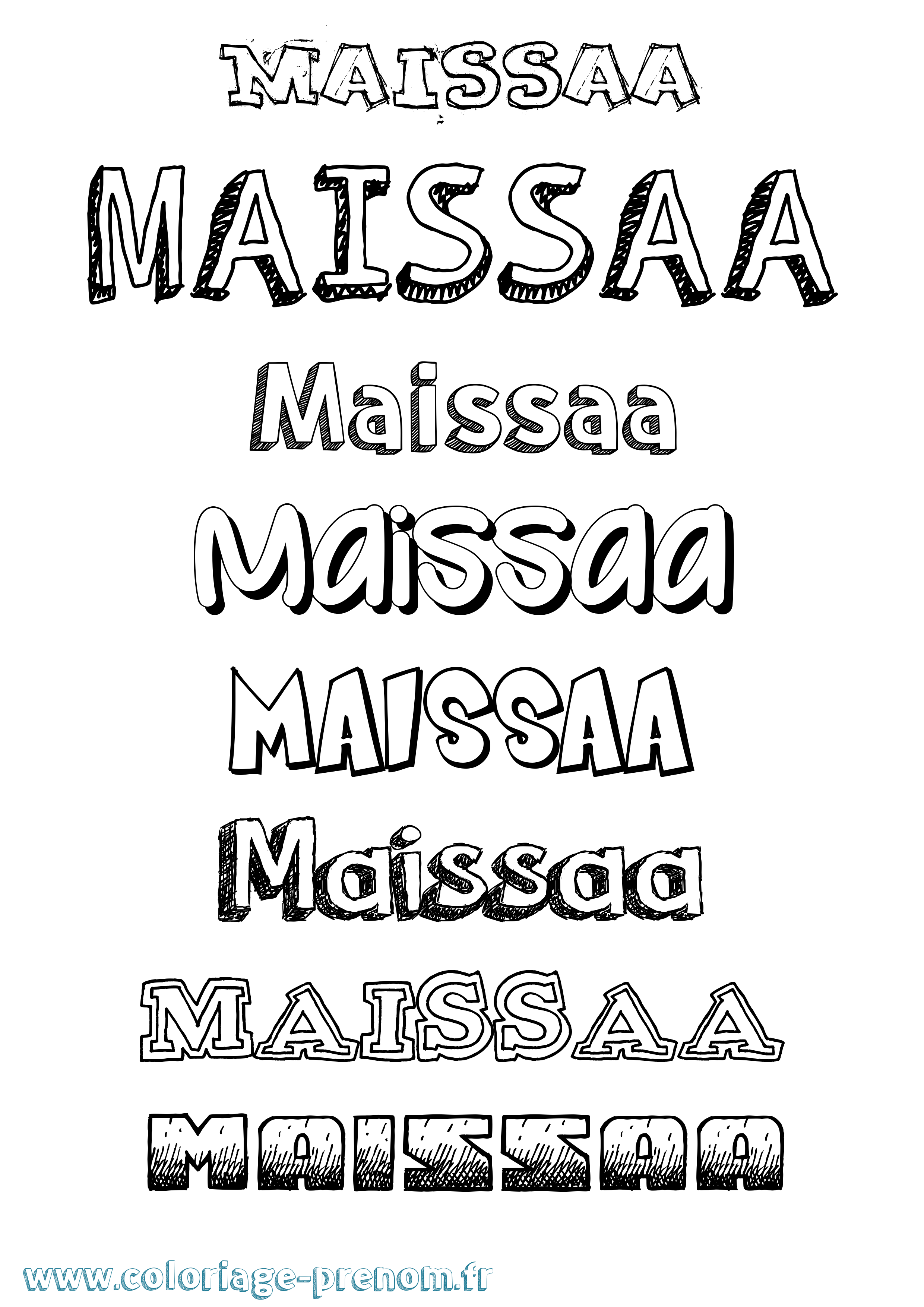 Coloriage Maissaa Dessiné Coloriage prénom Maissaa Dessiné