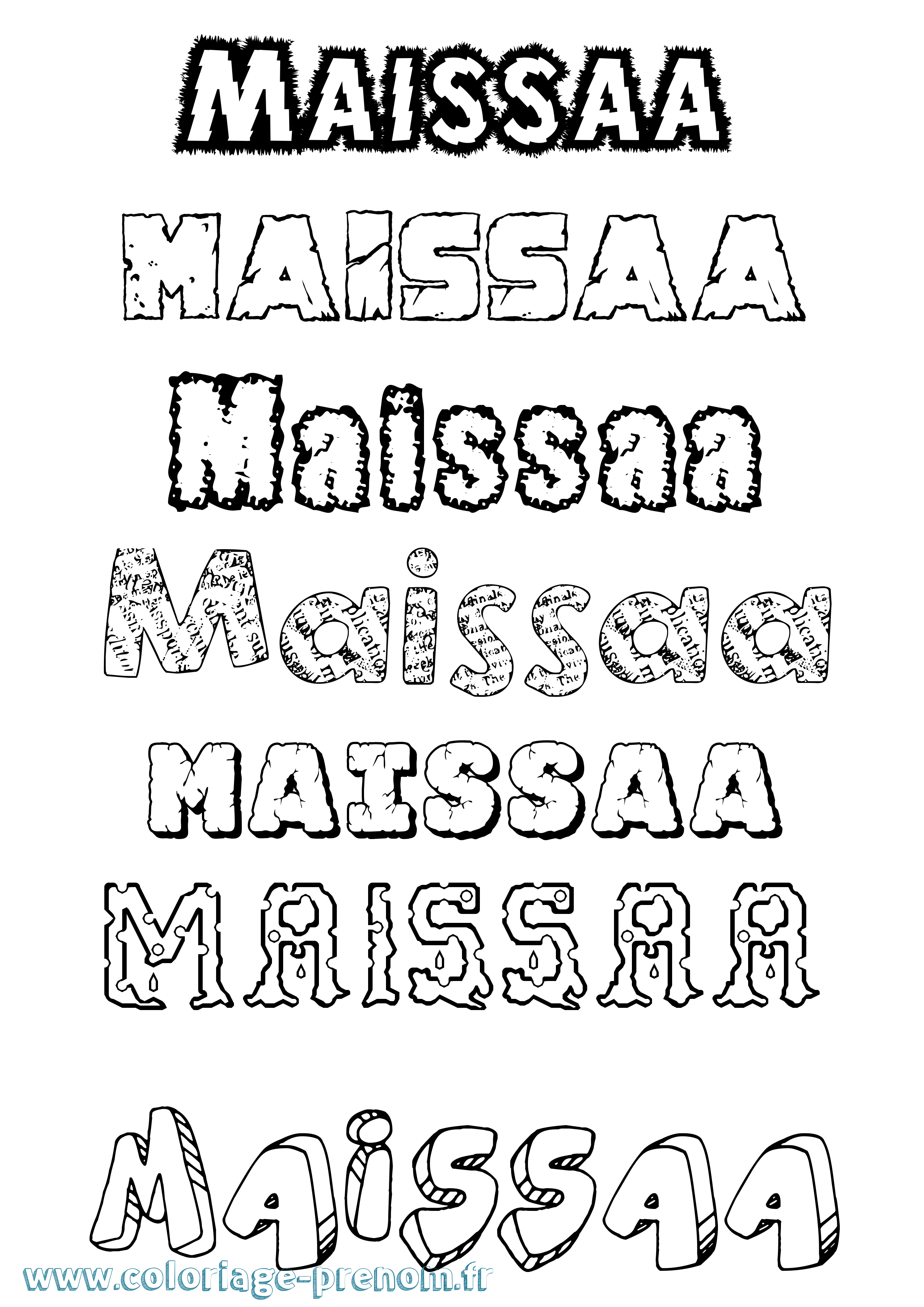 Coloriage Maissaa Destructuré Coloriage prénom Maissaa Destructuré