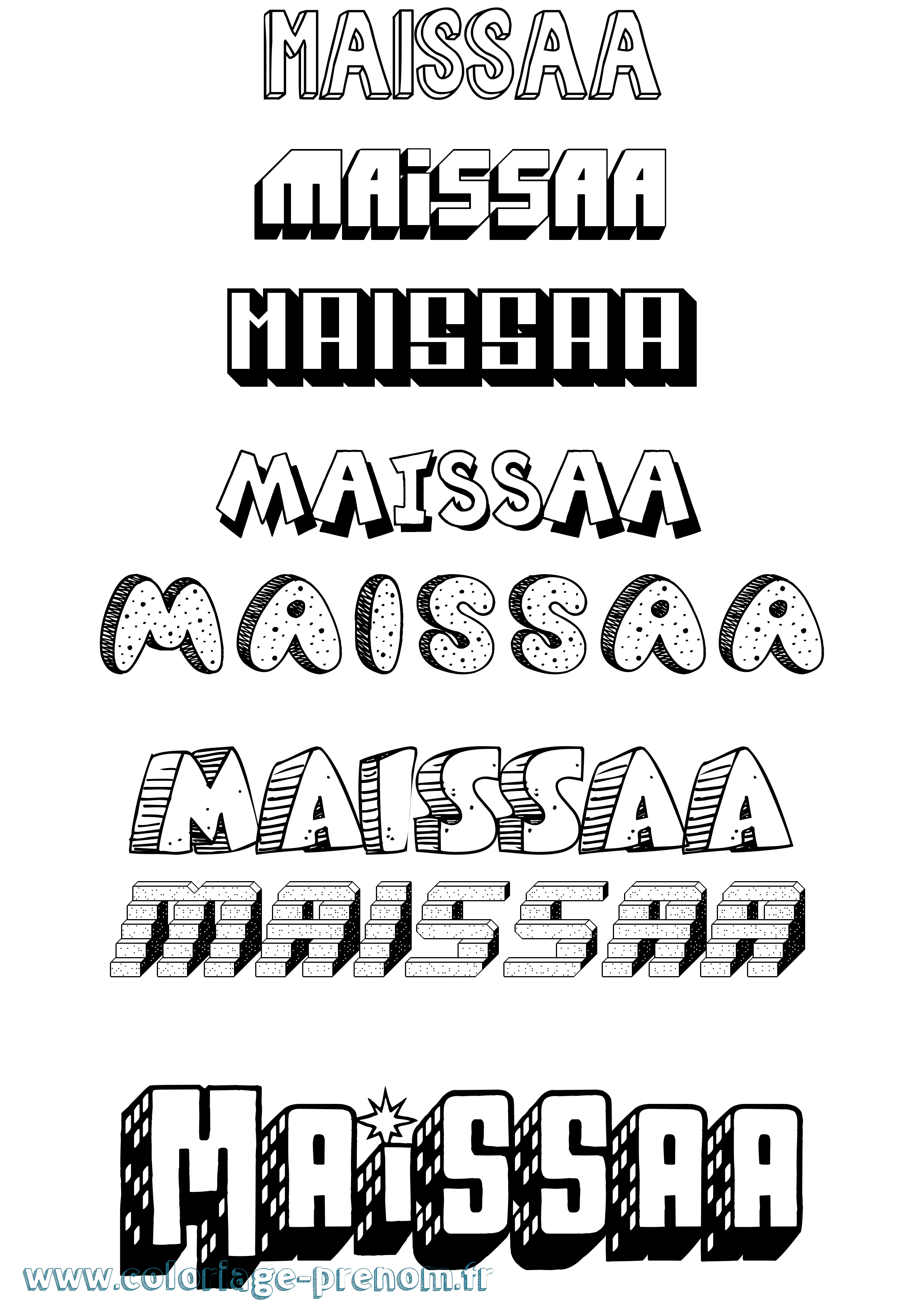 Coloriage Maissaa Effet 3D Coloriage prénom Maissaa Effet 3D