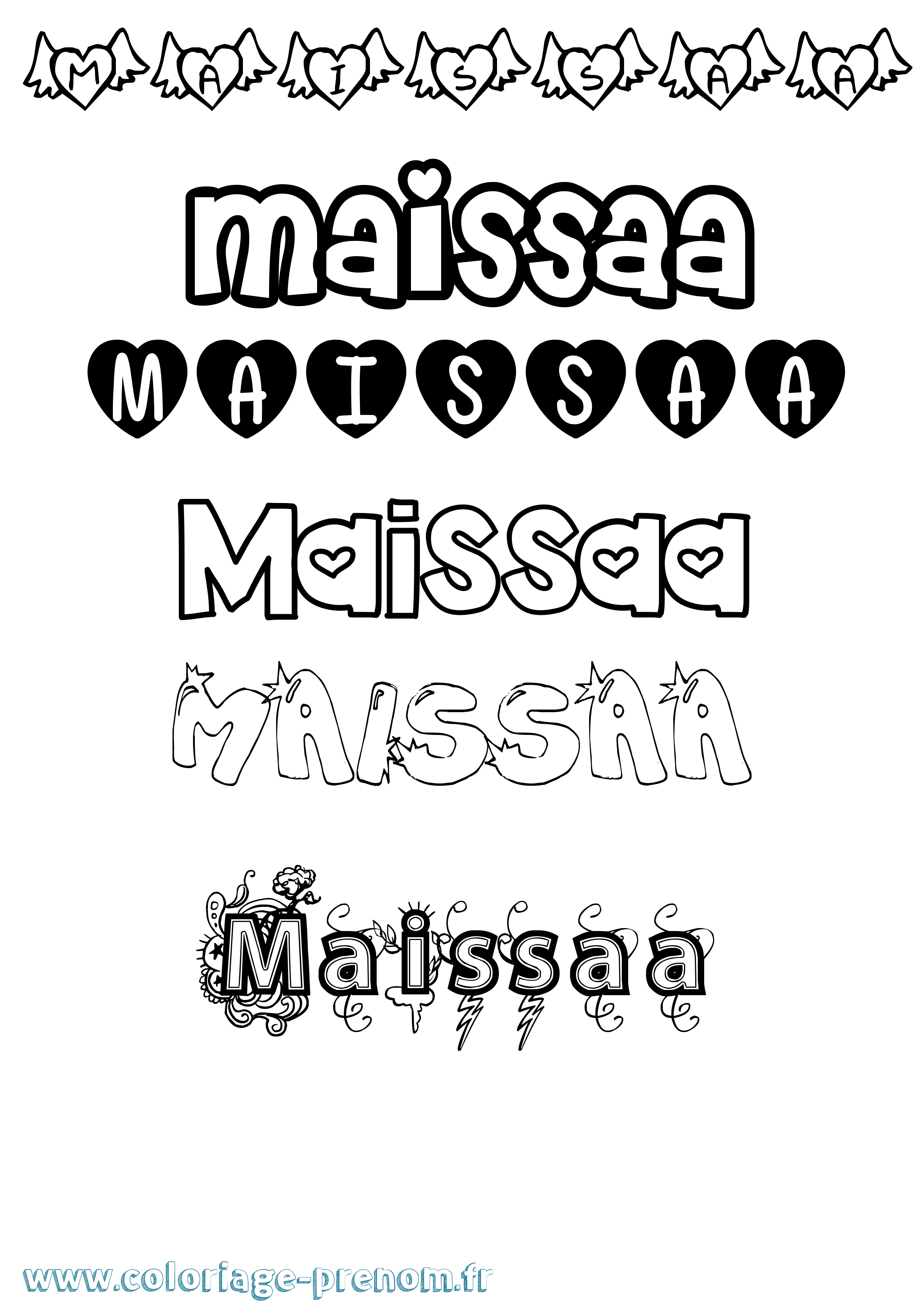 Coloriage Maissaa Girly Coloriage prénom Maissaa Girly