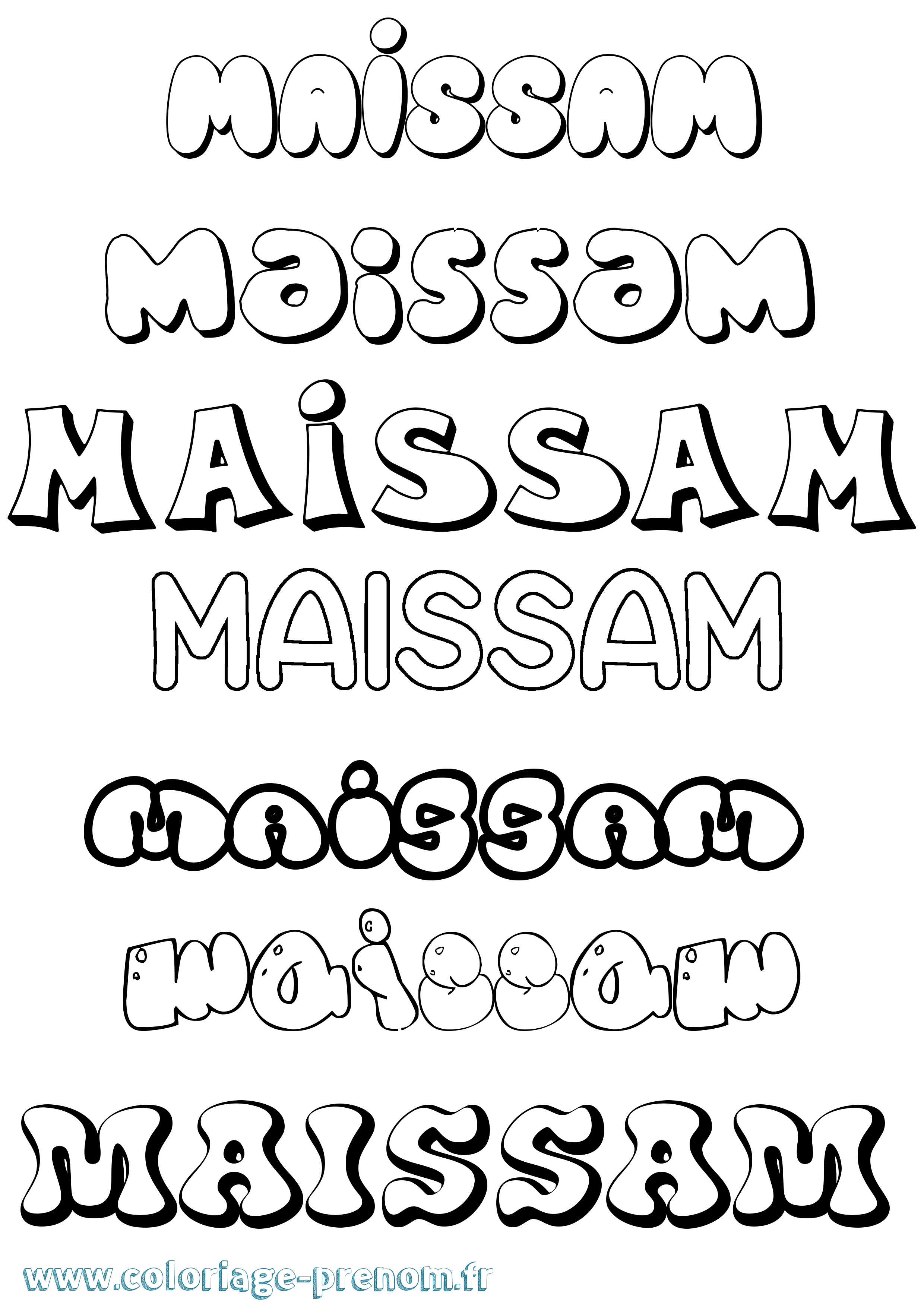 Coloriage Maissam Bubble Coloriage prénom Maissam Bubble