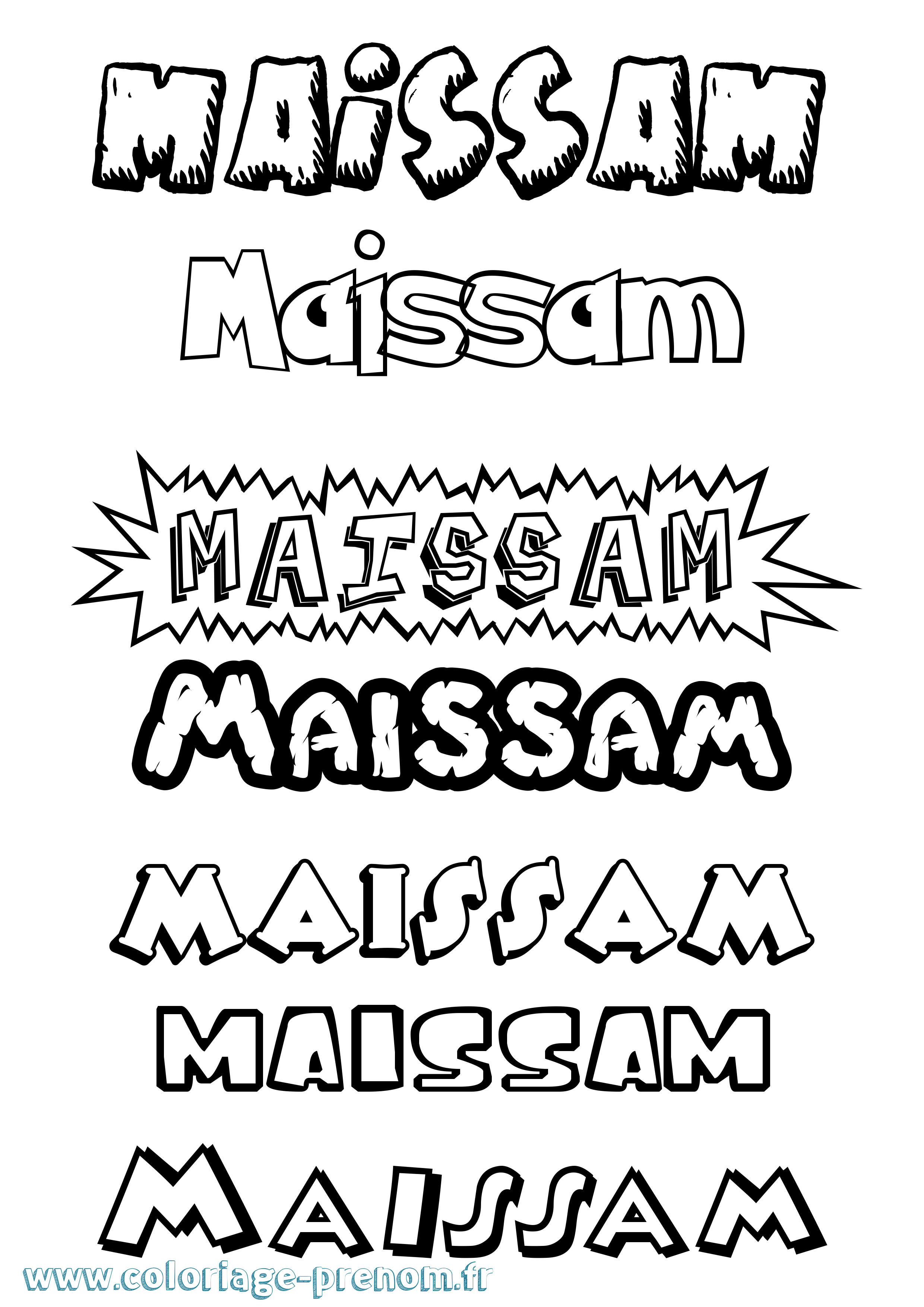 Coloriage Maissam Dessin Animé Coloriage prénom Maissam Dessin Animé