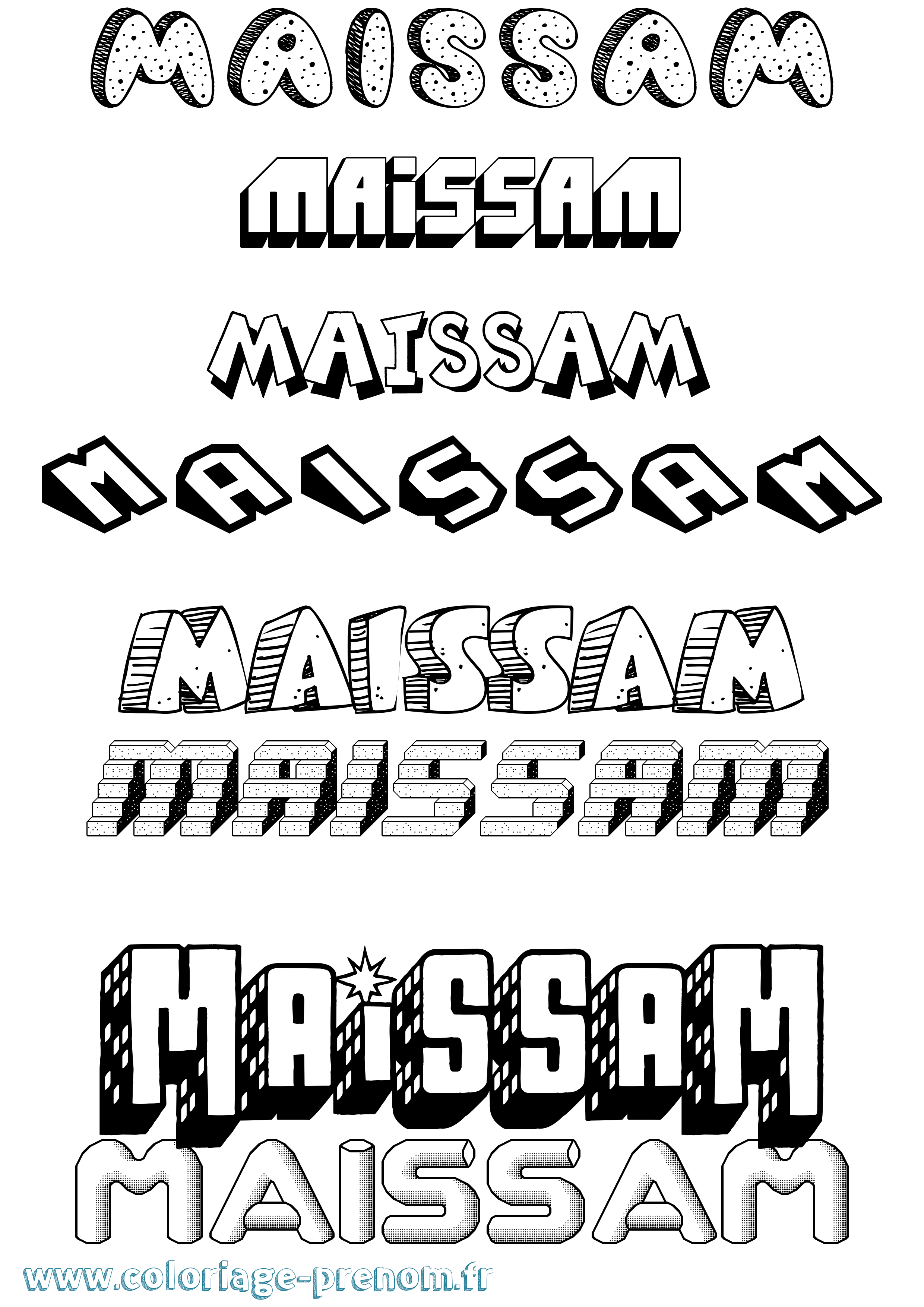 Coloriage Maissam Effet 3D Coloriage prénom Maissam Effet 3D