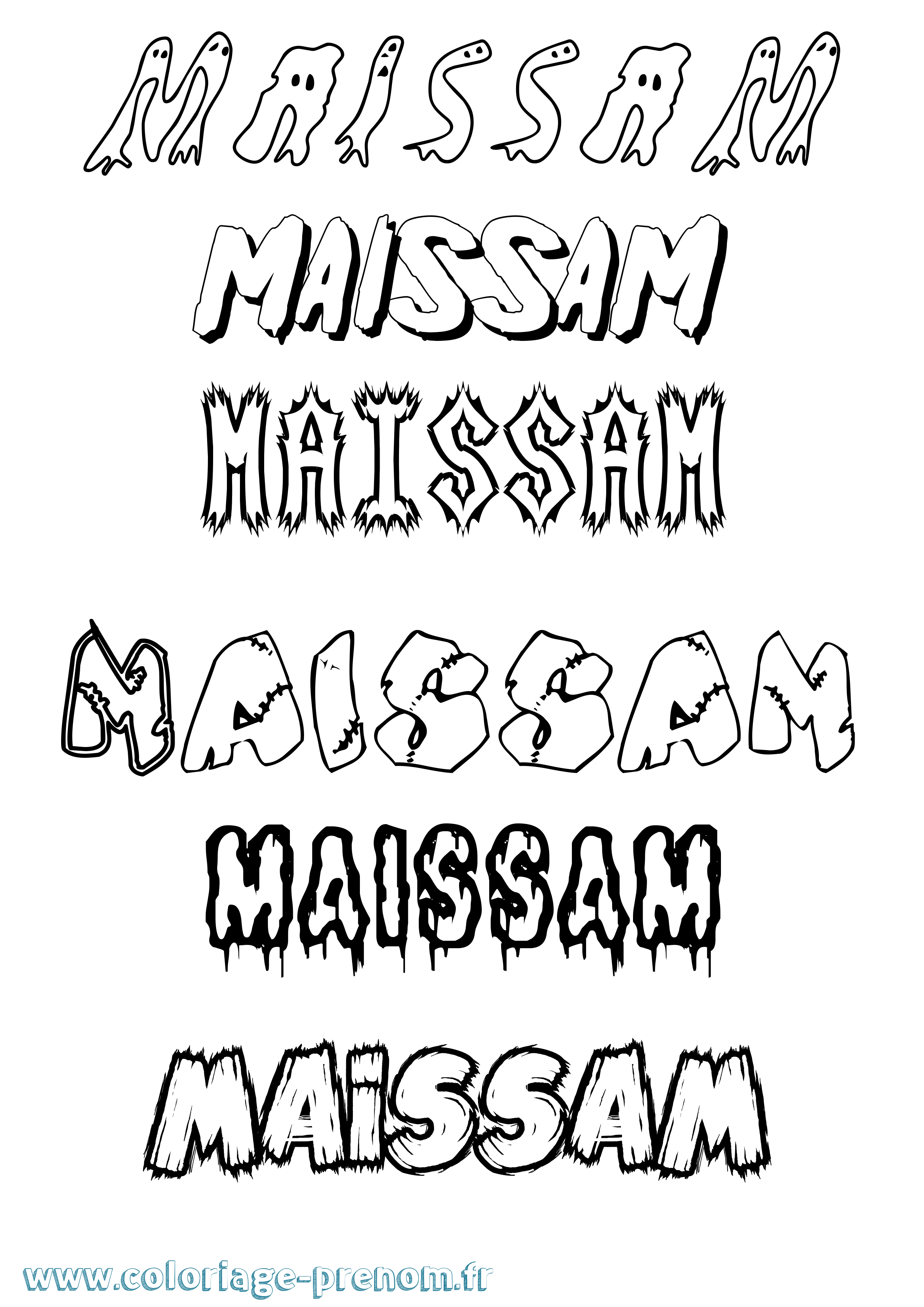 Coloriage Maissam Frisson Coloriage prénom Maissam Frisson