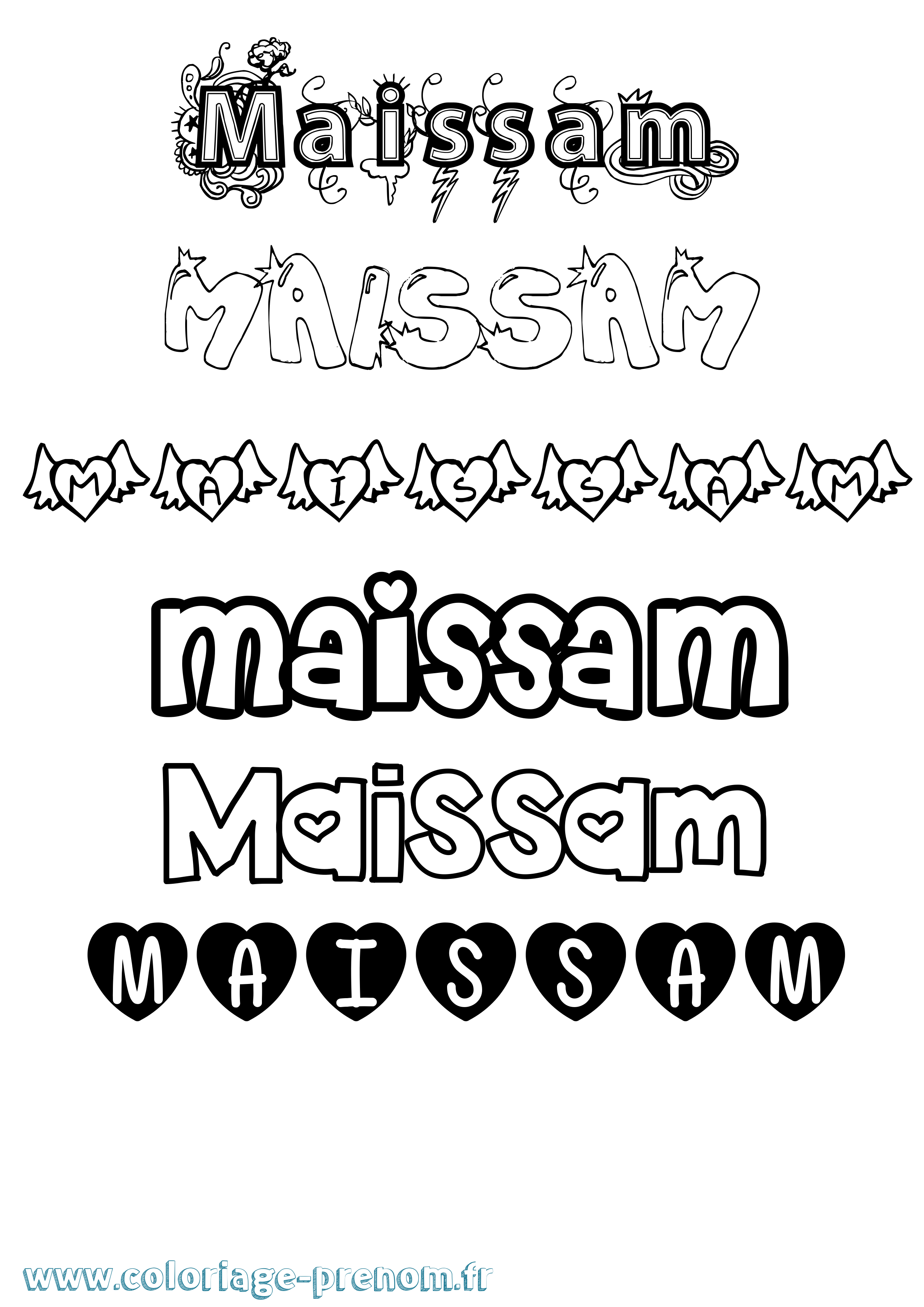 Coloriage Maissam Girly Coloriage prénom Maissam Girly
