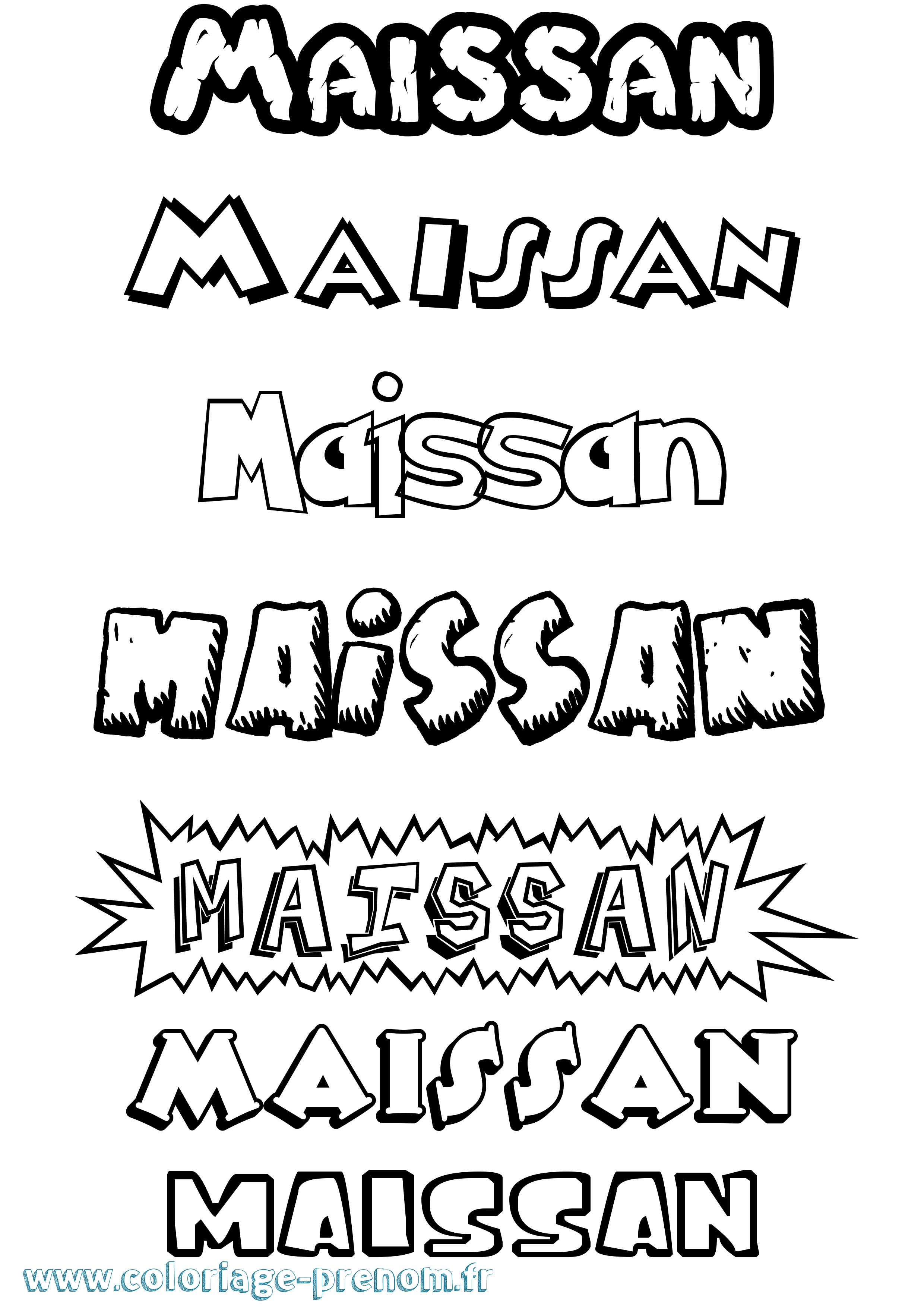 Coloriage Maissan Dessin Animé Coloriage prénom Maissan Dessin Animé