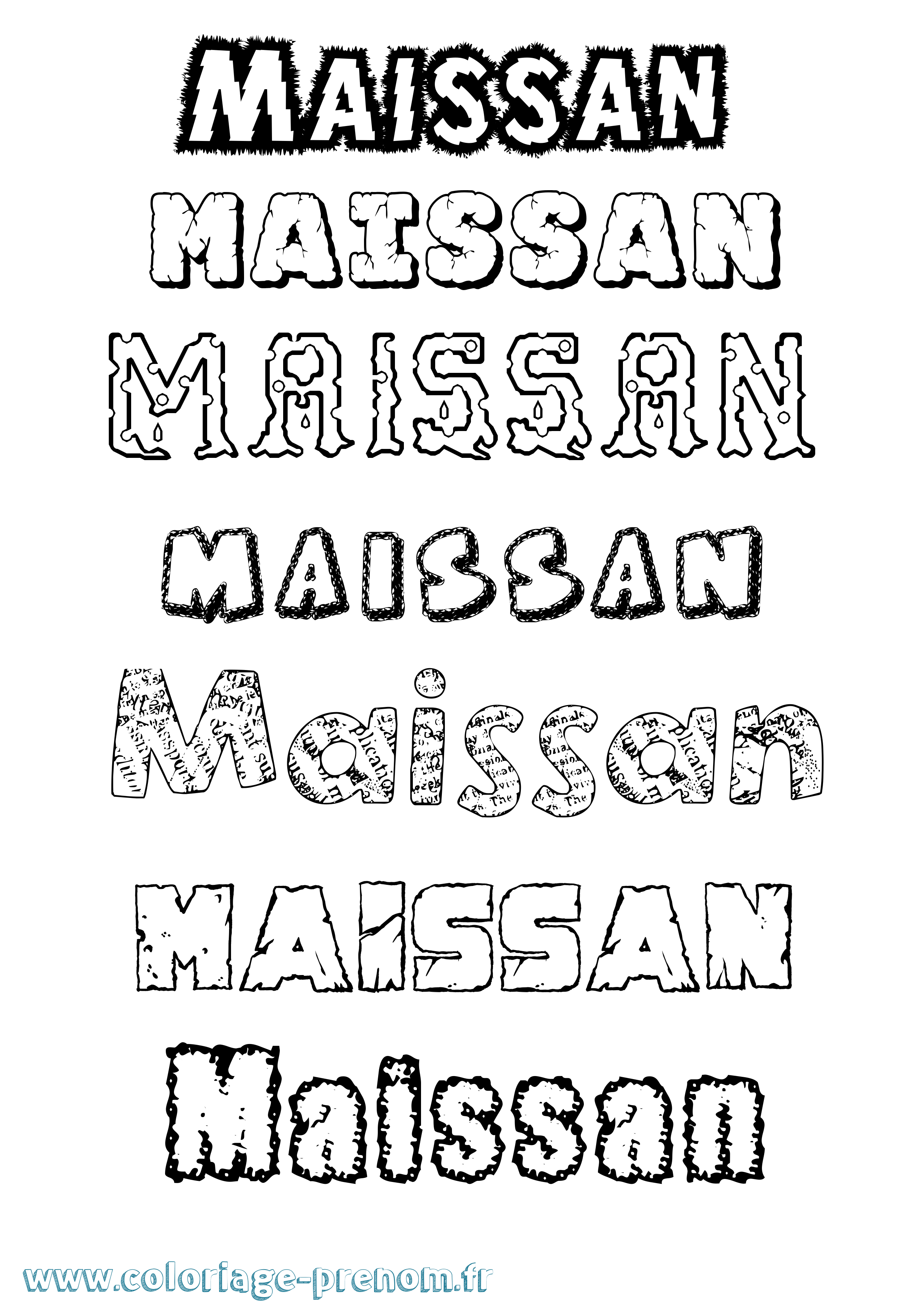 Coloriage Maissan Destructuré Coloriage prénom Maissan Destructuré