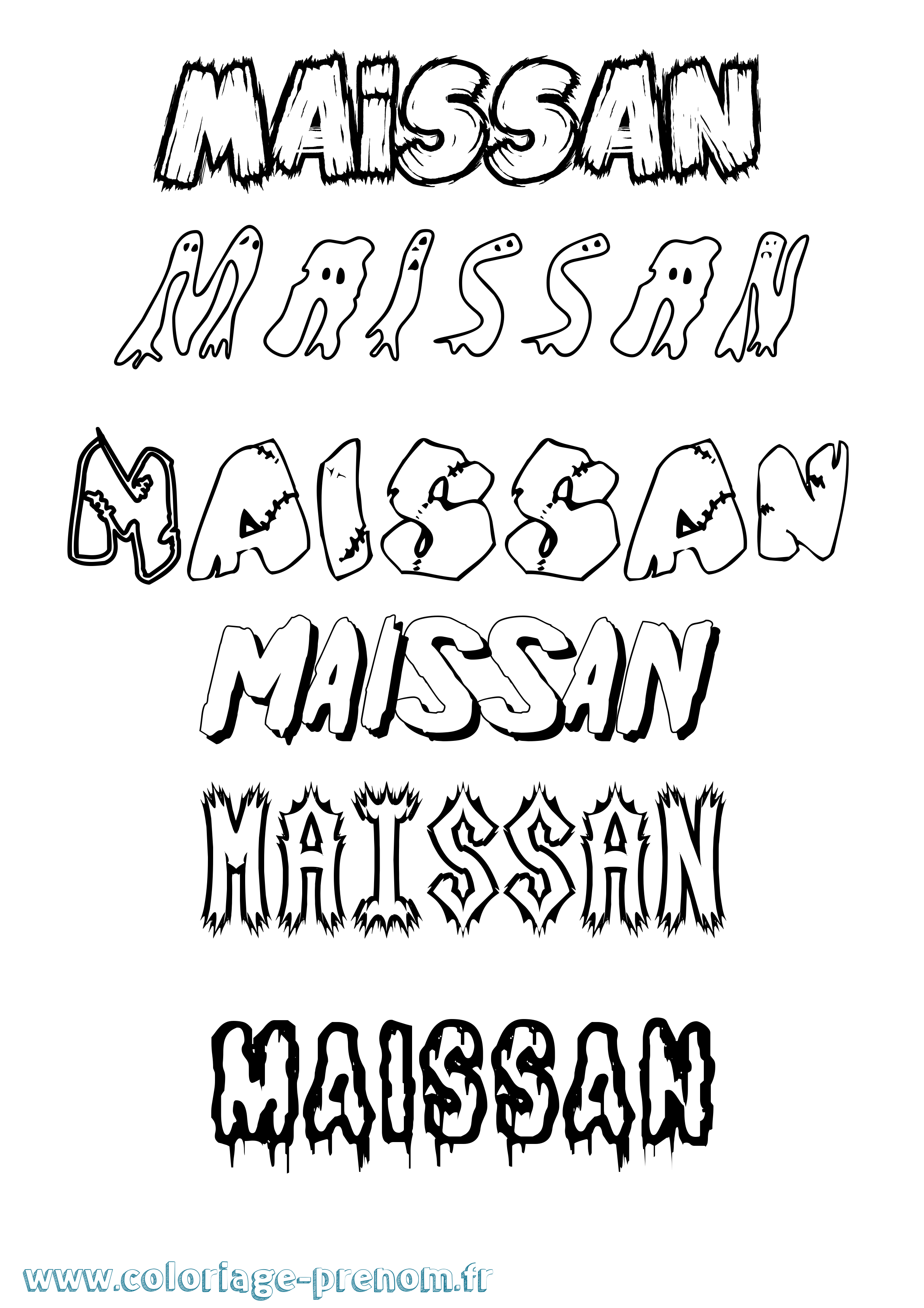 Coloriage Maissan Frisson Coloriage prénom Maissan Frisson
