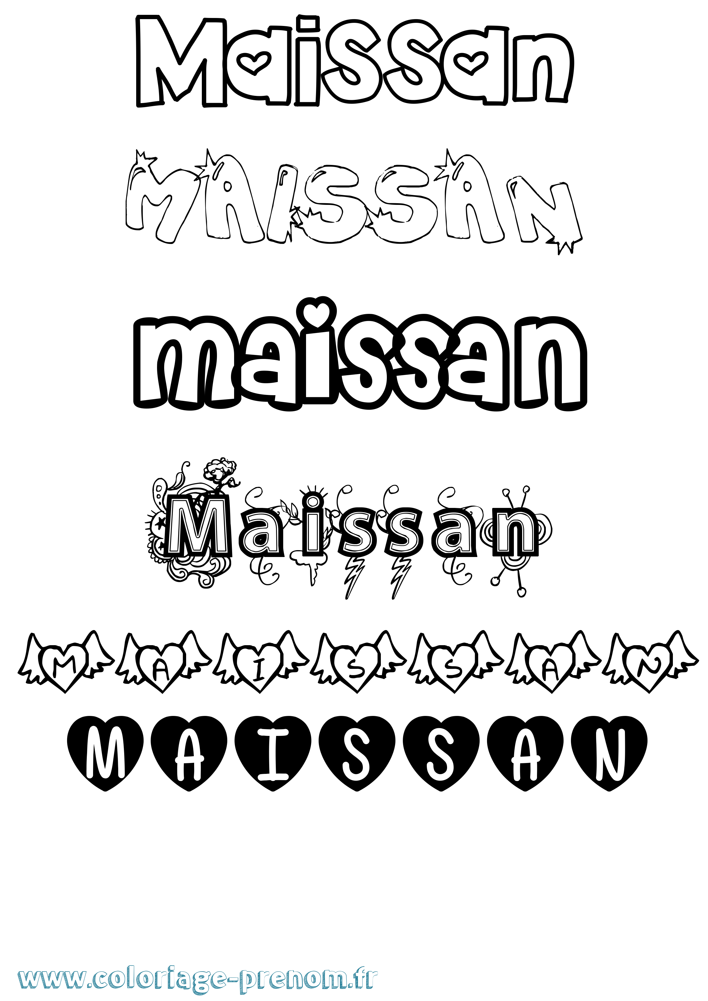Coloriage Maissan Girly Coloriage prénom Maissan Girly