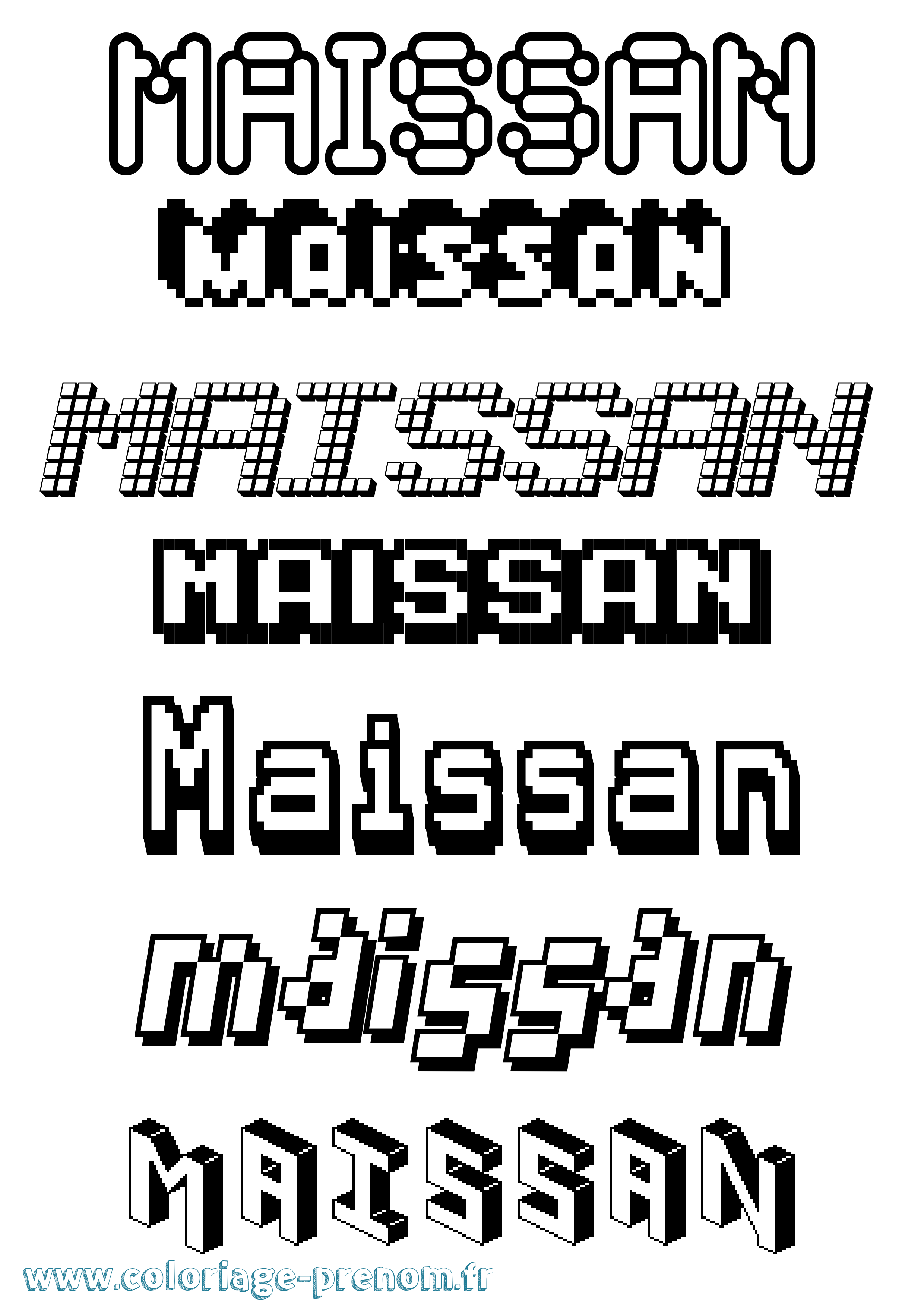 Coloriage Maissan Pixel Coloriage prénom Maissan Pixel