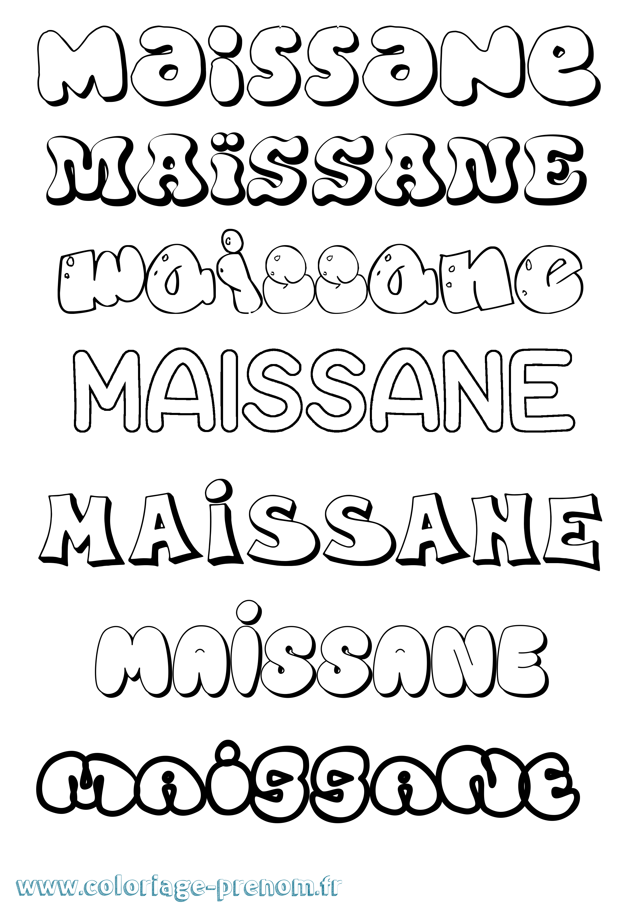 Coloriage Maïssane Bubble Coloriage prénom Maïssane Bubble