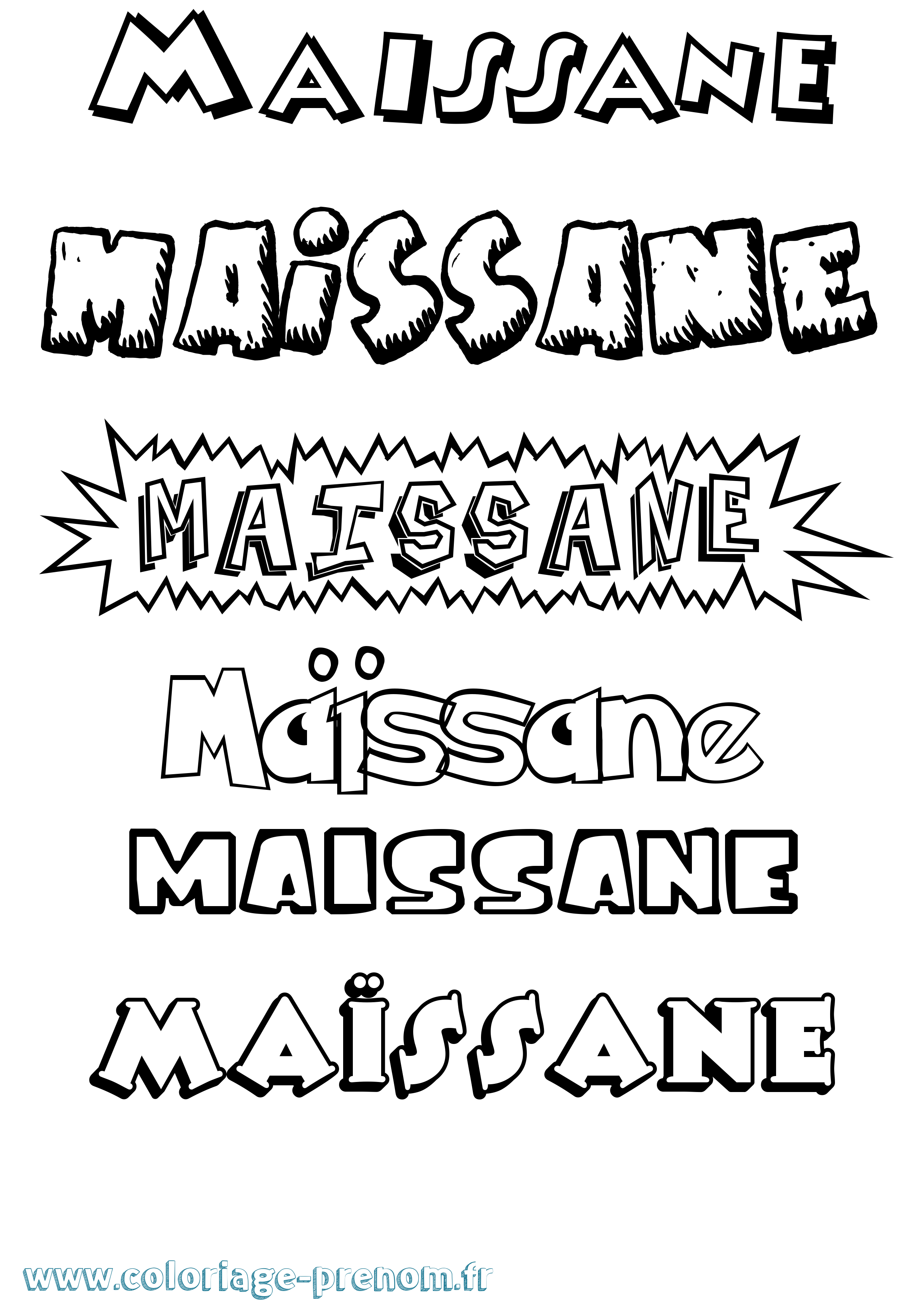 Coloriage Maïssane Dessin Animé Coloriage prénom Maïssane Dessin Animé