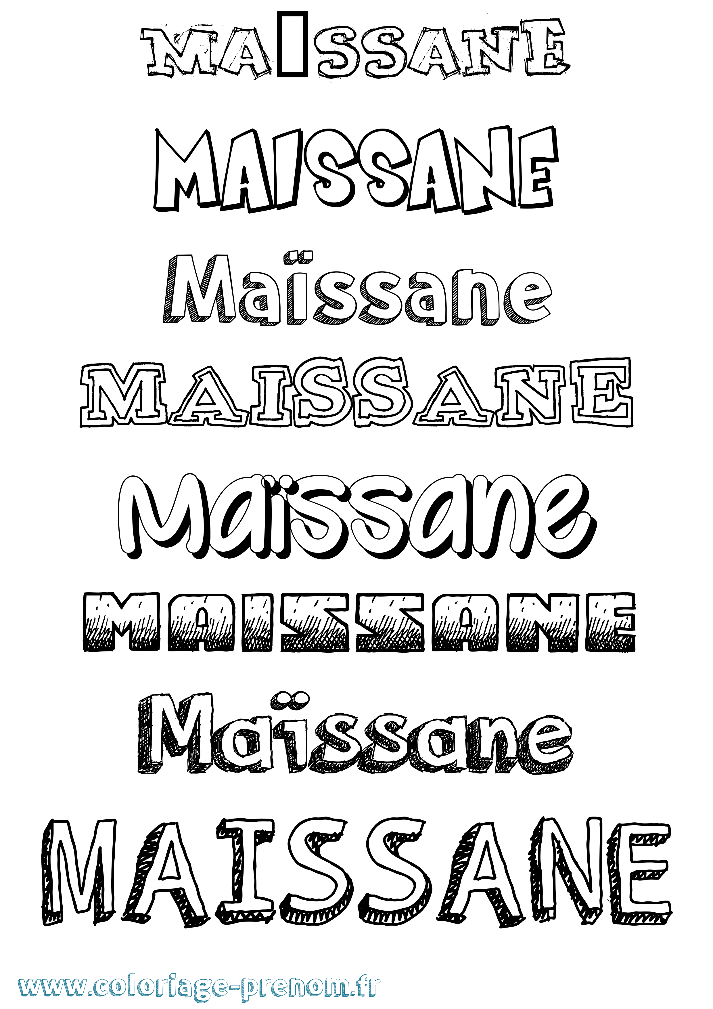 Coloriage Maïssane Dessiné Coloriage prénom Maïssane Dessiné