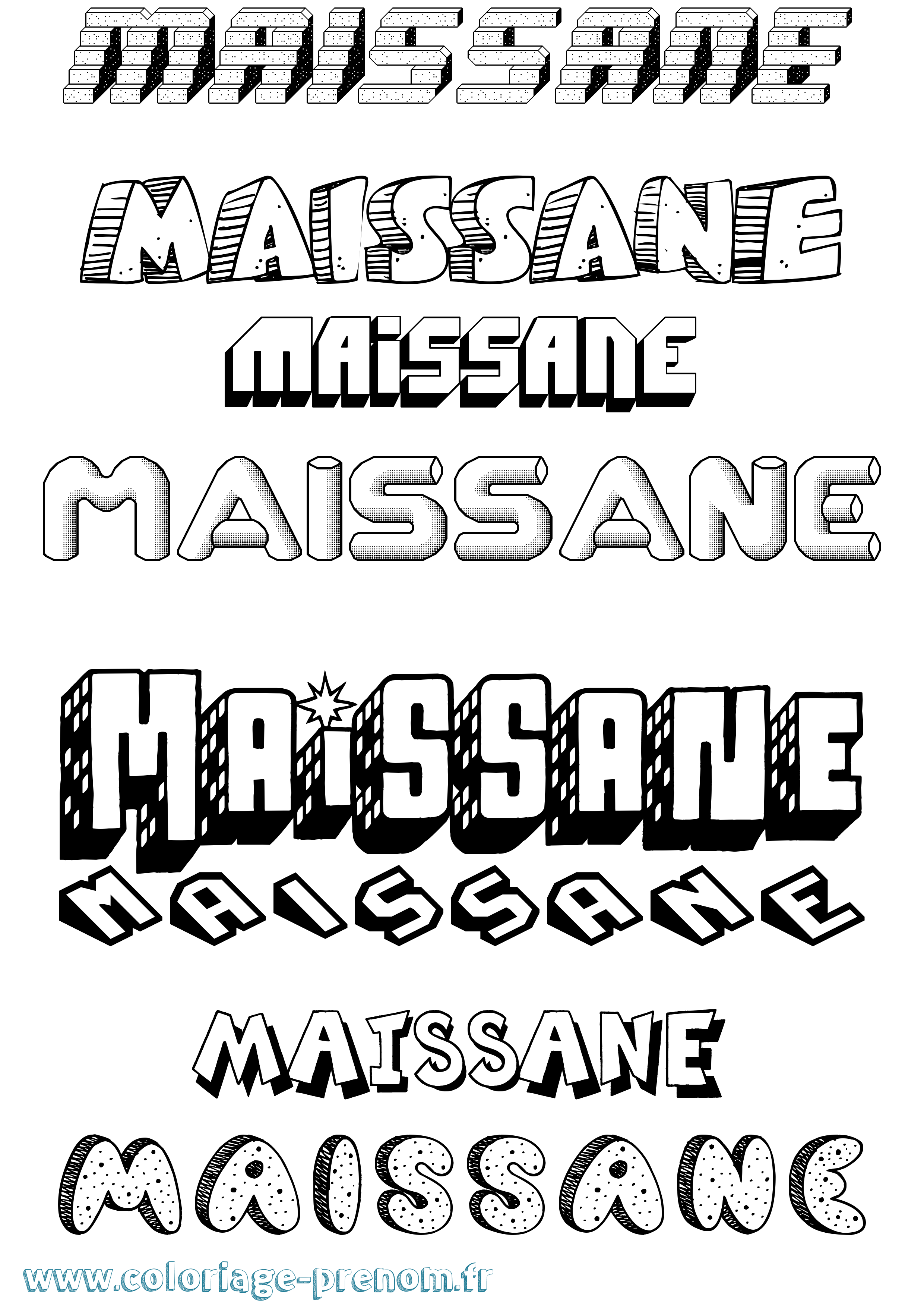 Coloriage Maïssane Effet 3D Coloriage prénom Maïssane Effet 3D