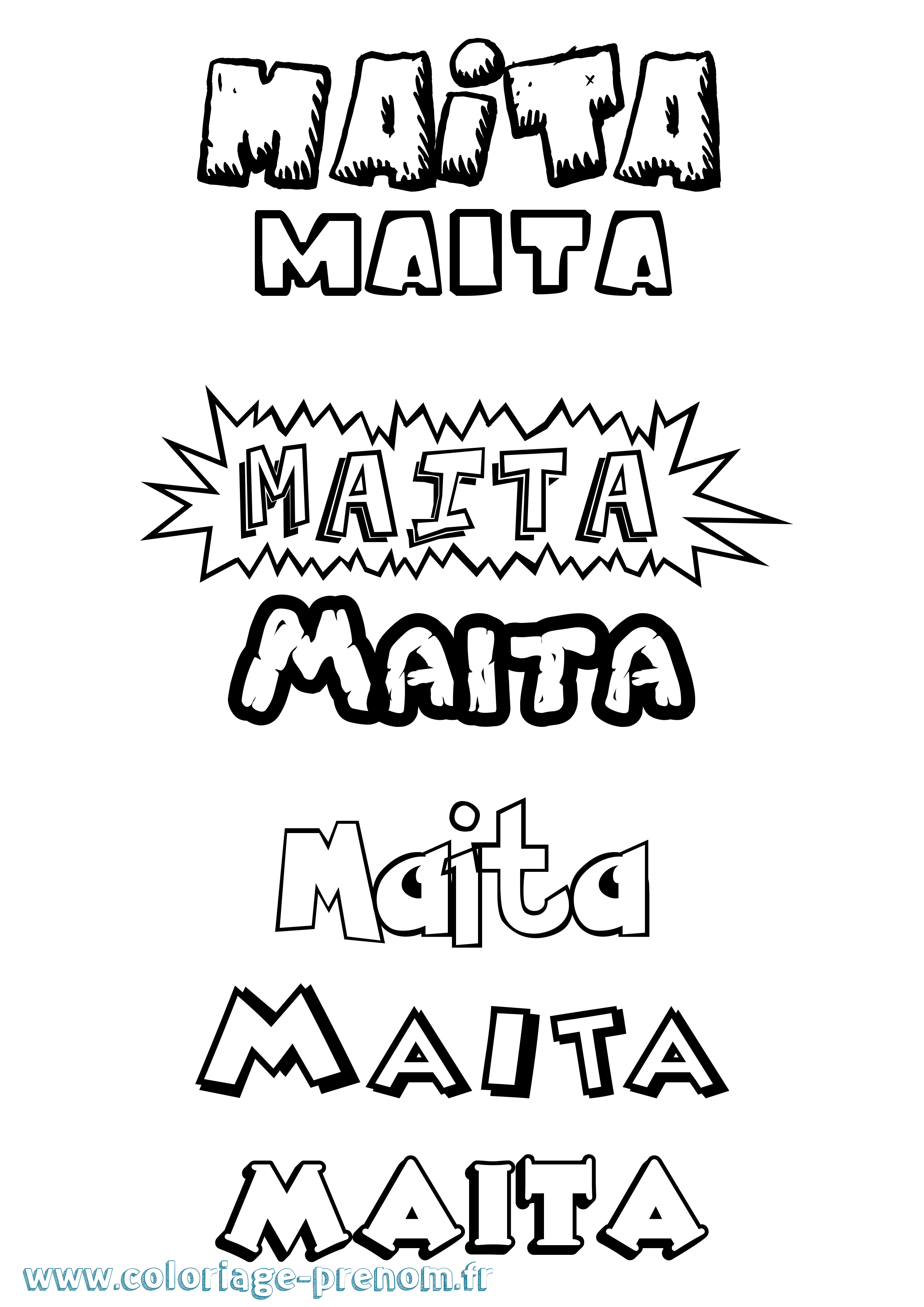 Coloriage Maita Dessin Animé Coloriage prénom Maita Dessin Animé