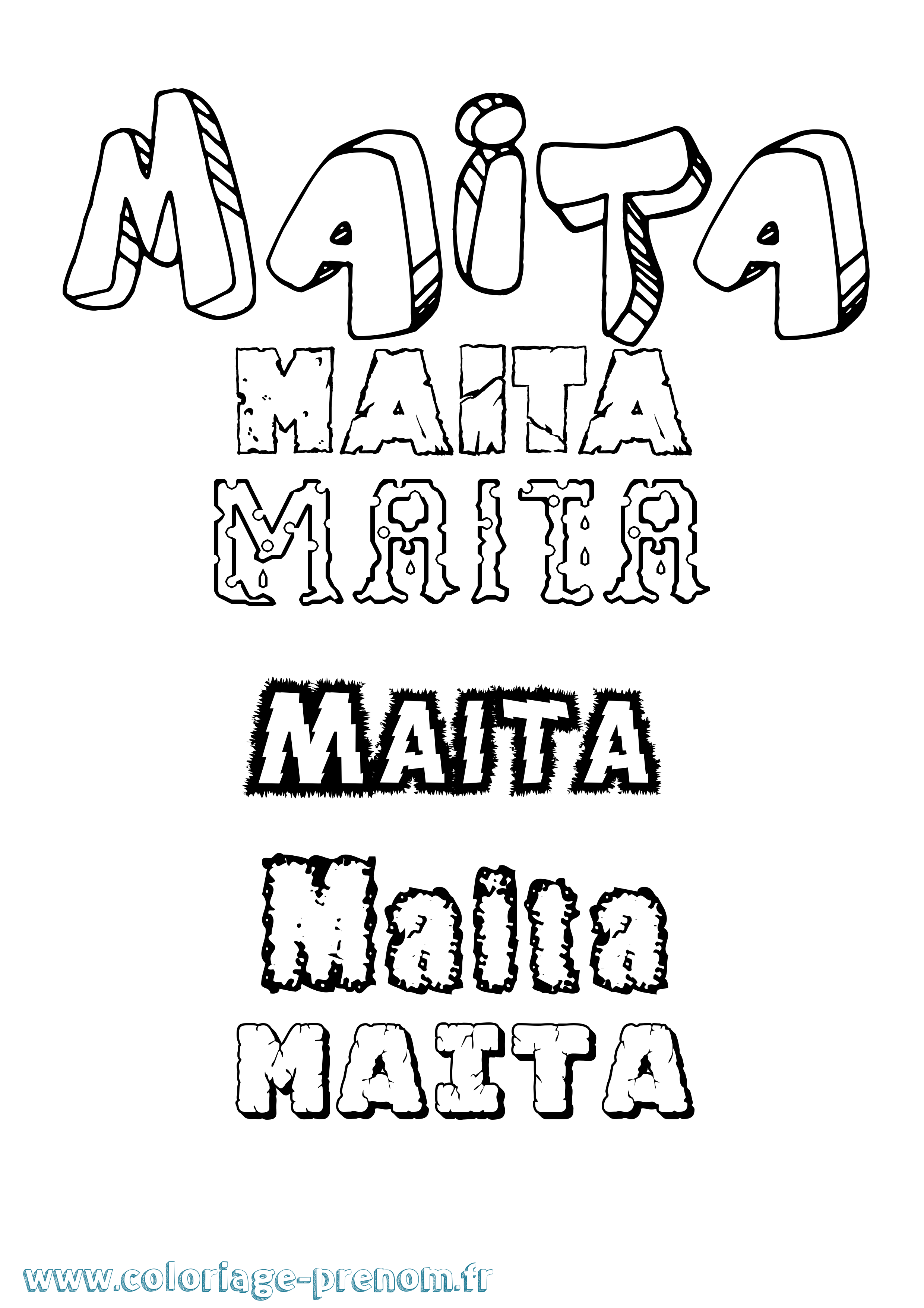 Coloriage Maita Destructuré Coloriage prénom Maita Destructuré