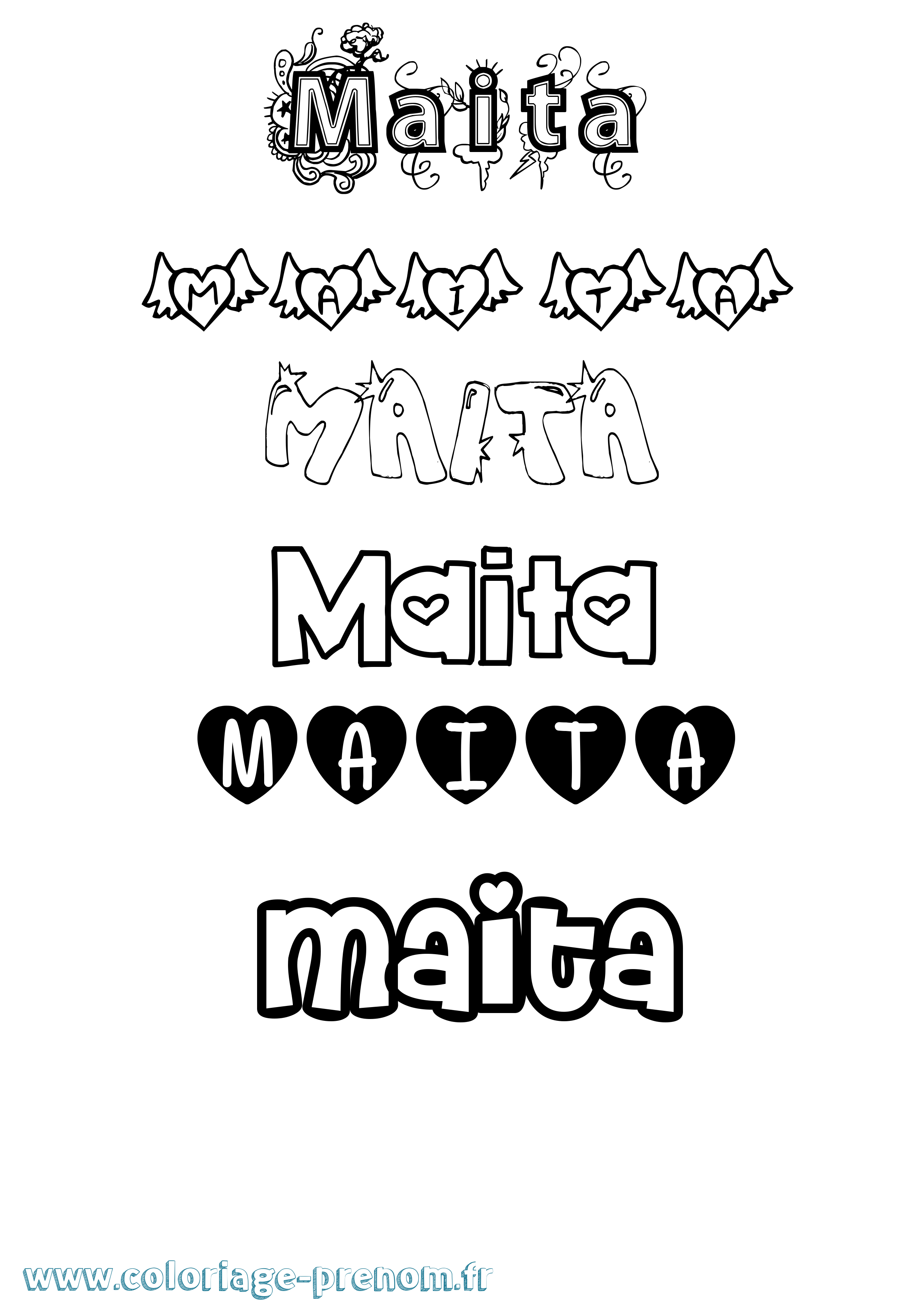 Coloriage Maita Girly Coloriage prénom Maita Girly