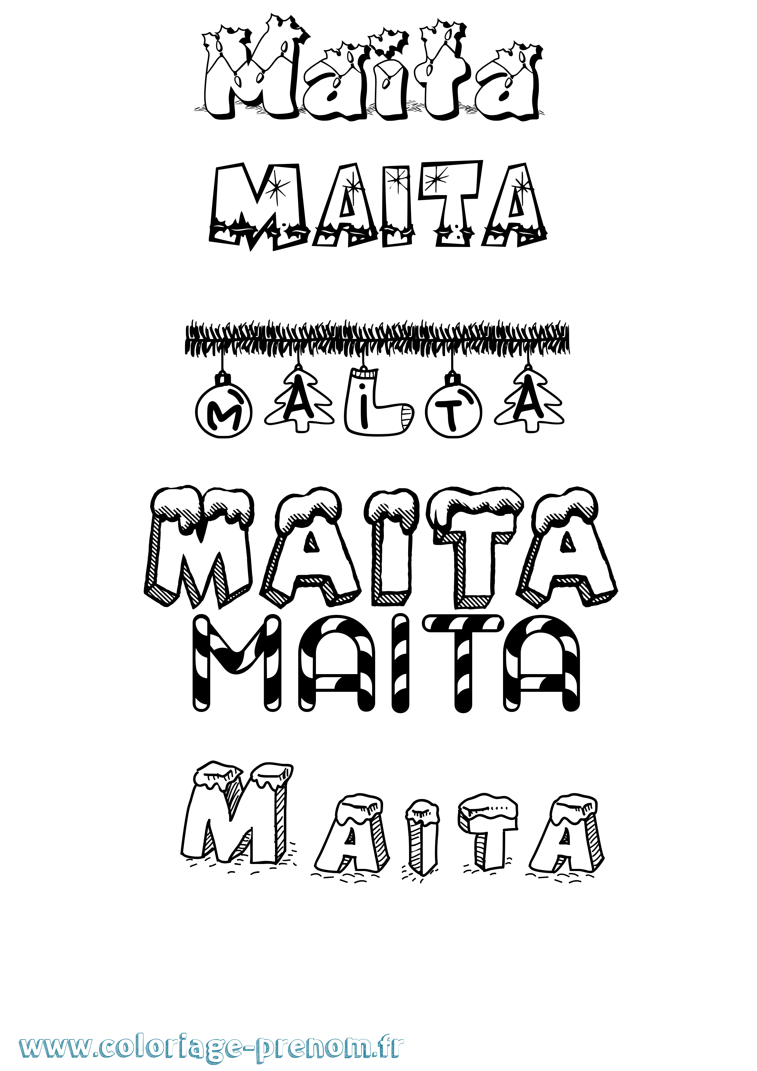 Coloriage Maita Noël Coloriage prénom Maita Noël