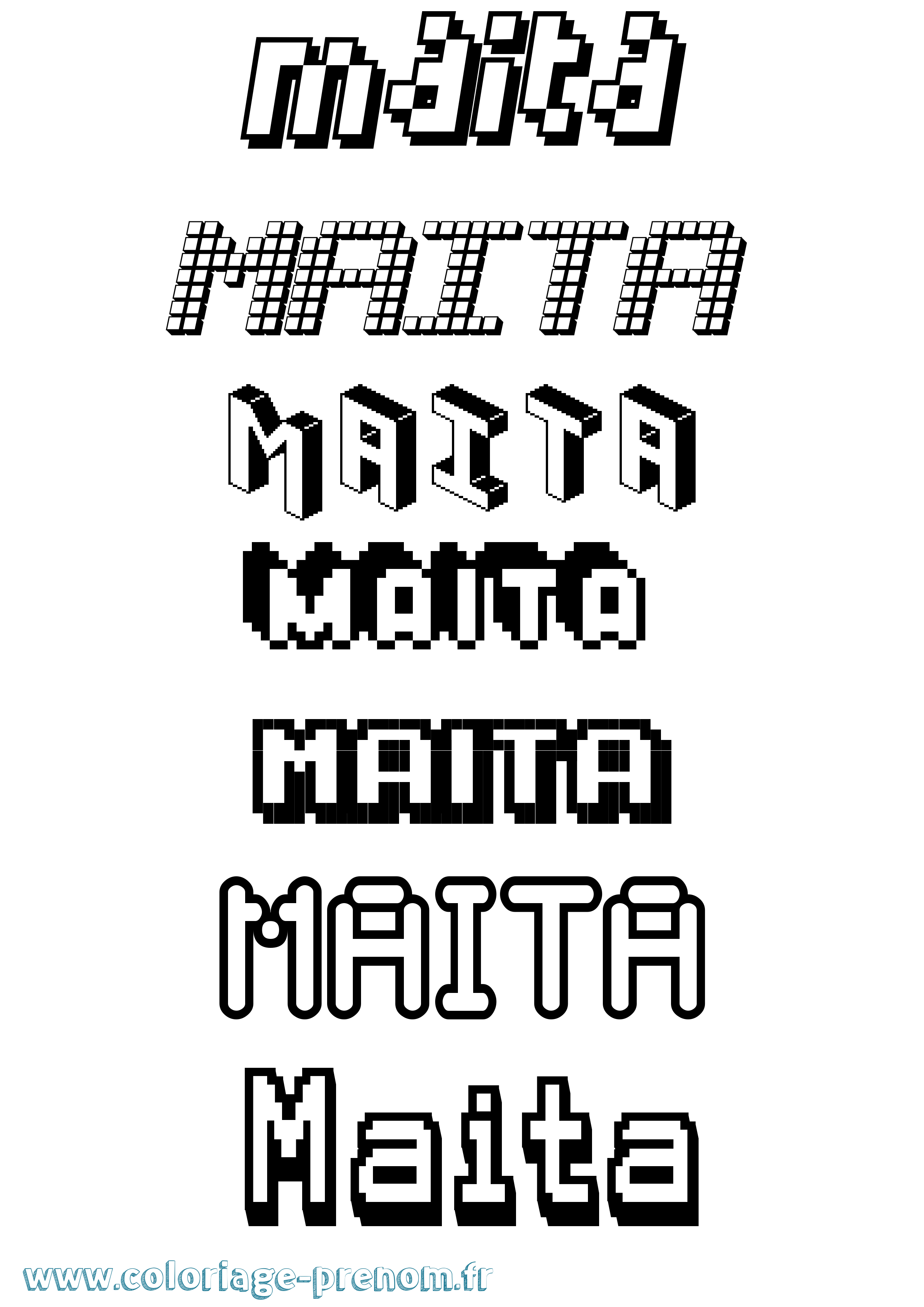 Coloriage Maita Pixel Coloriage prénom Maita Pixel