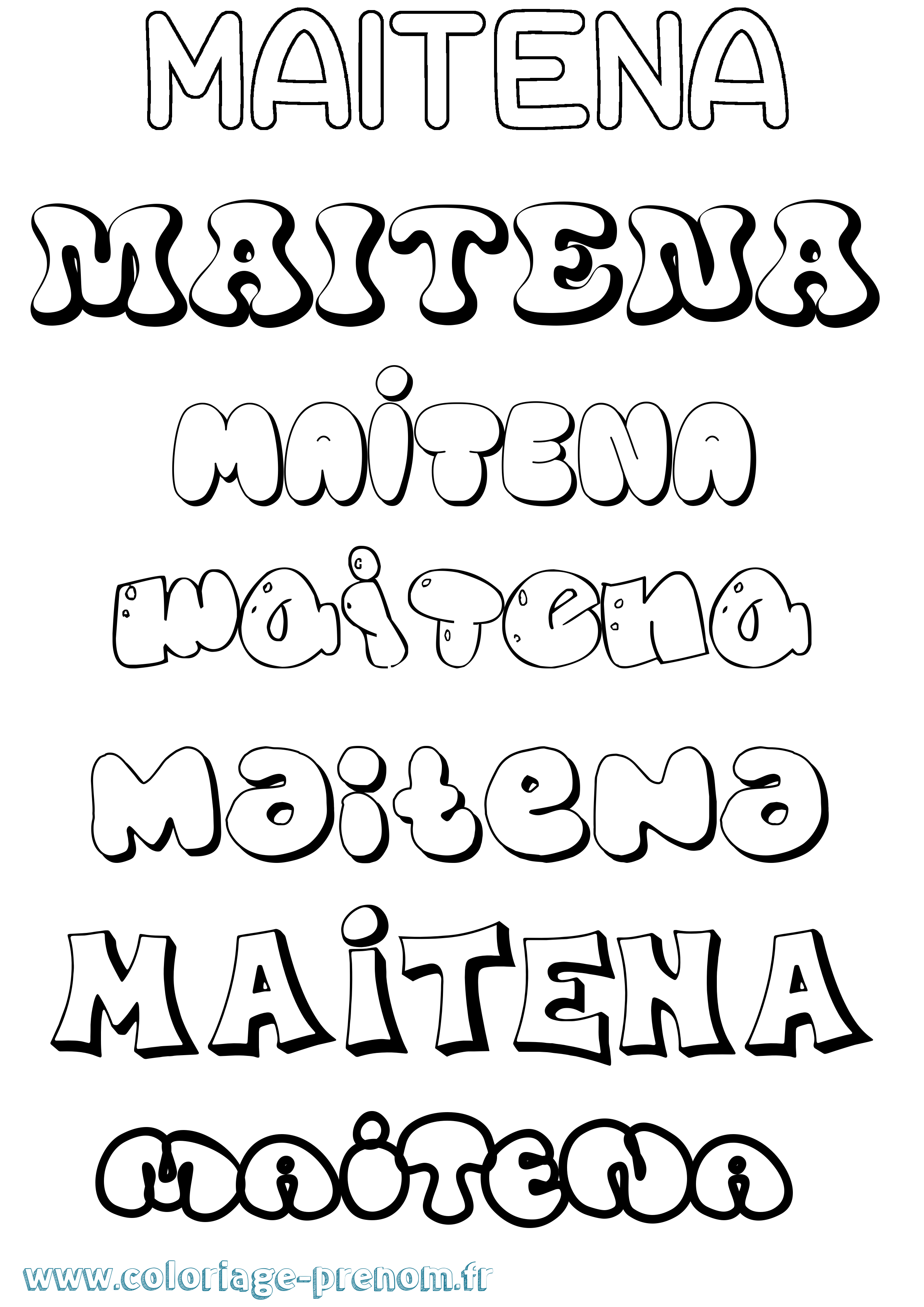 Coloriage Maitena Bubble Coloriage prénom Maitena Bubble