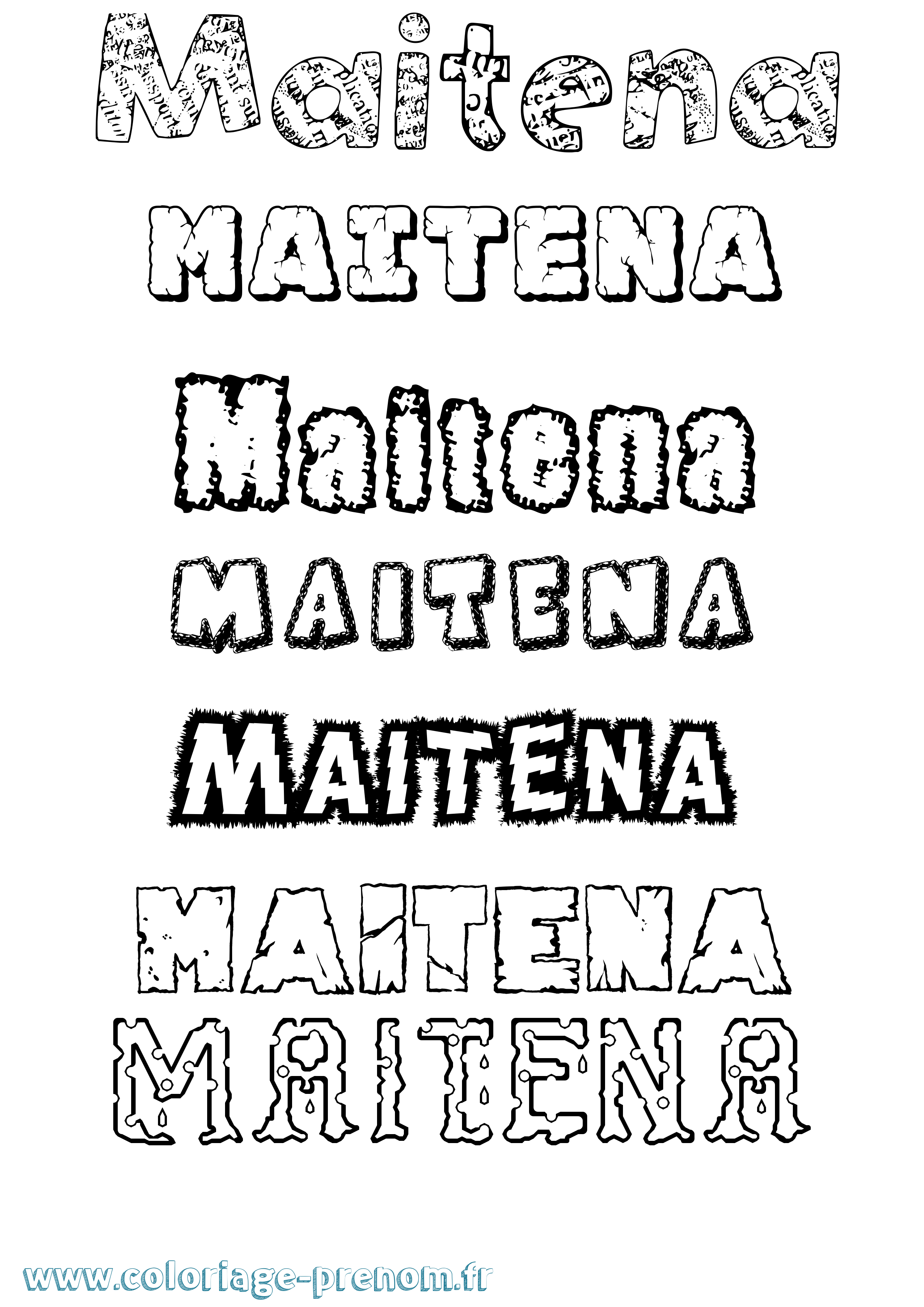 Coloriage Maitena Destructuré Coloriage prénom Maitena Destructuré