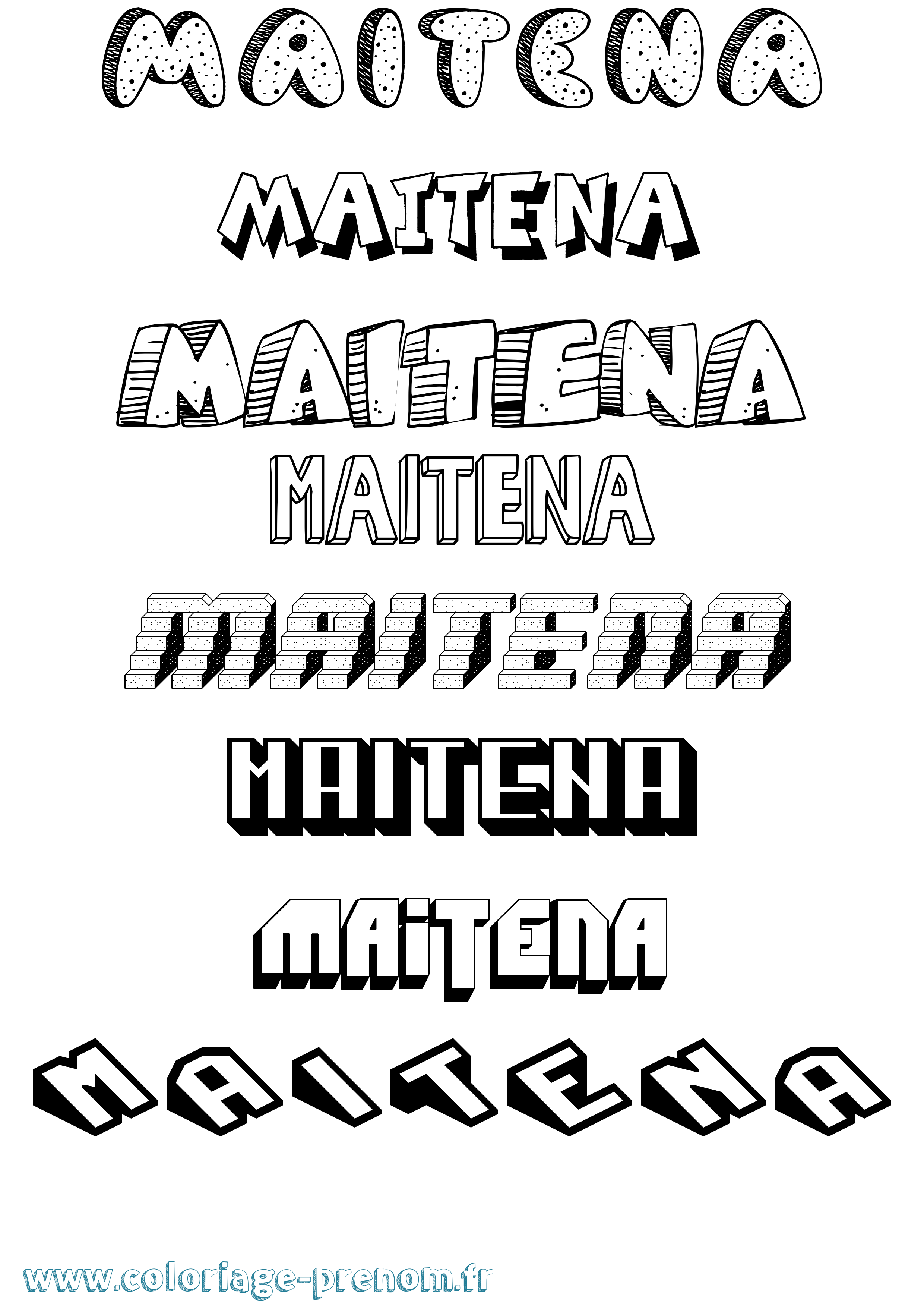 Coloriage Maitena Effet 3D Coloriage prénom Maitena Effet 3D