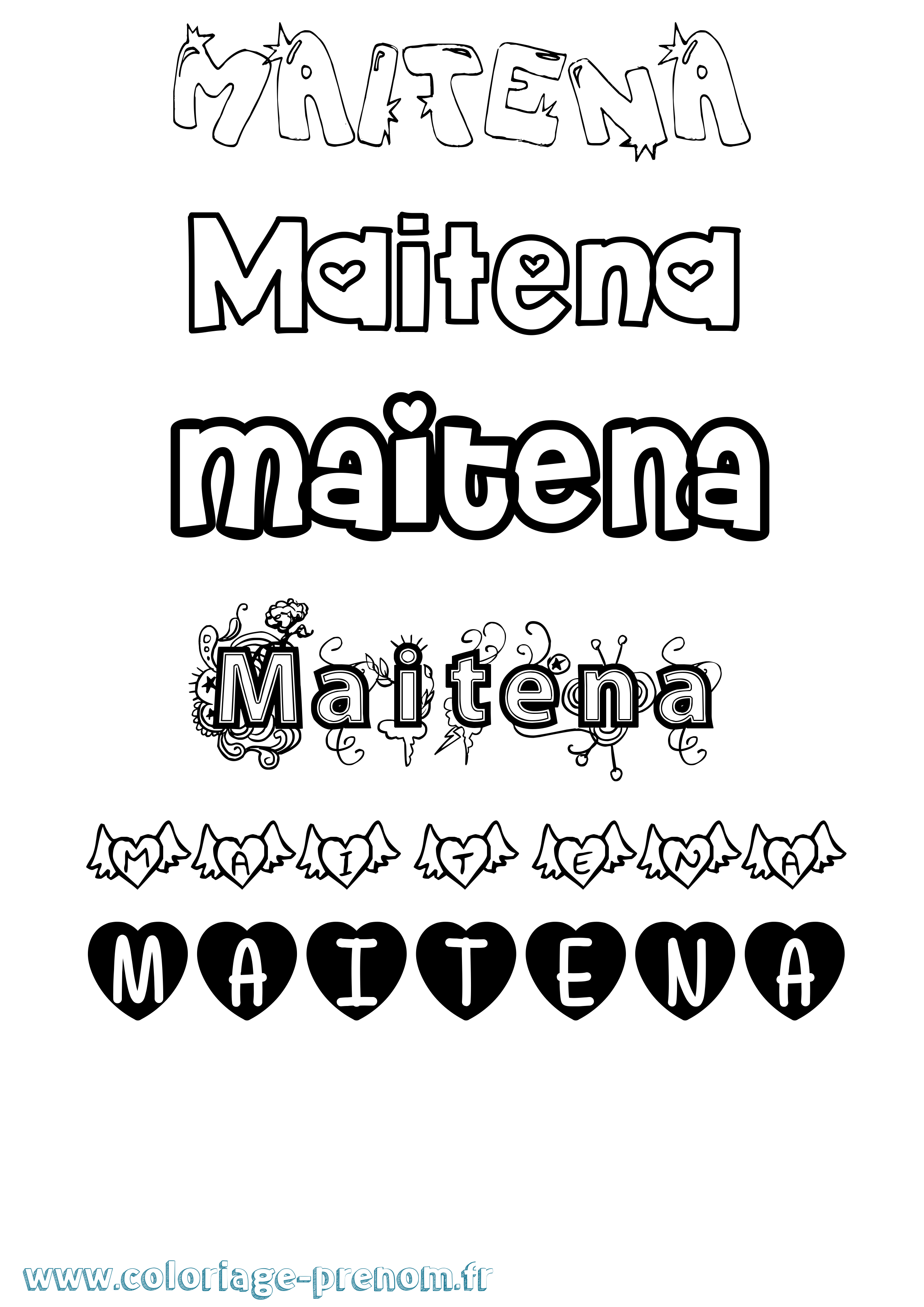 Coloriage Maitena Girly Coloriage prénom Maitena Girly