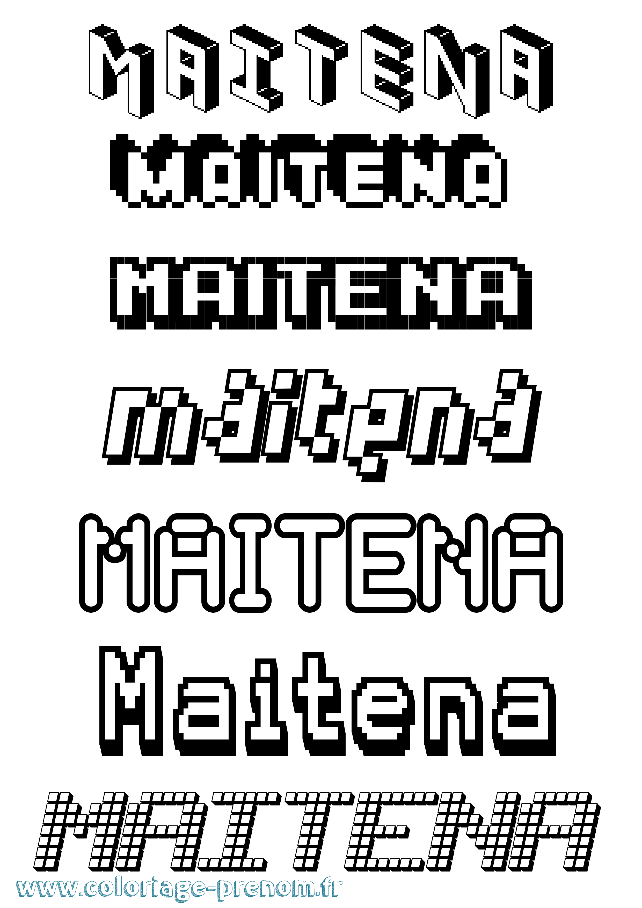 Coloriage Maitena Pixel Coloriage prénom Maitena Pixel
