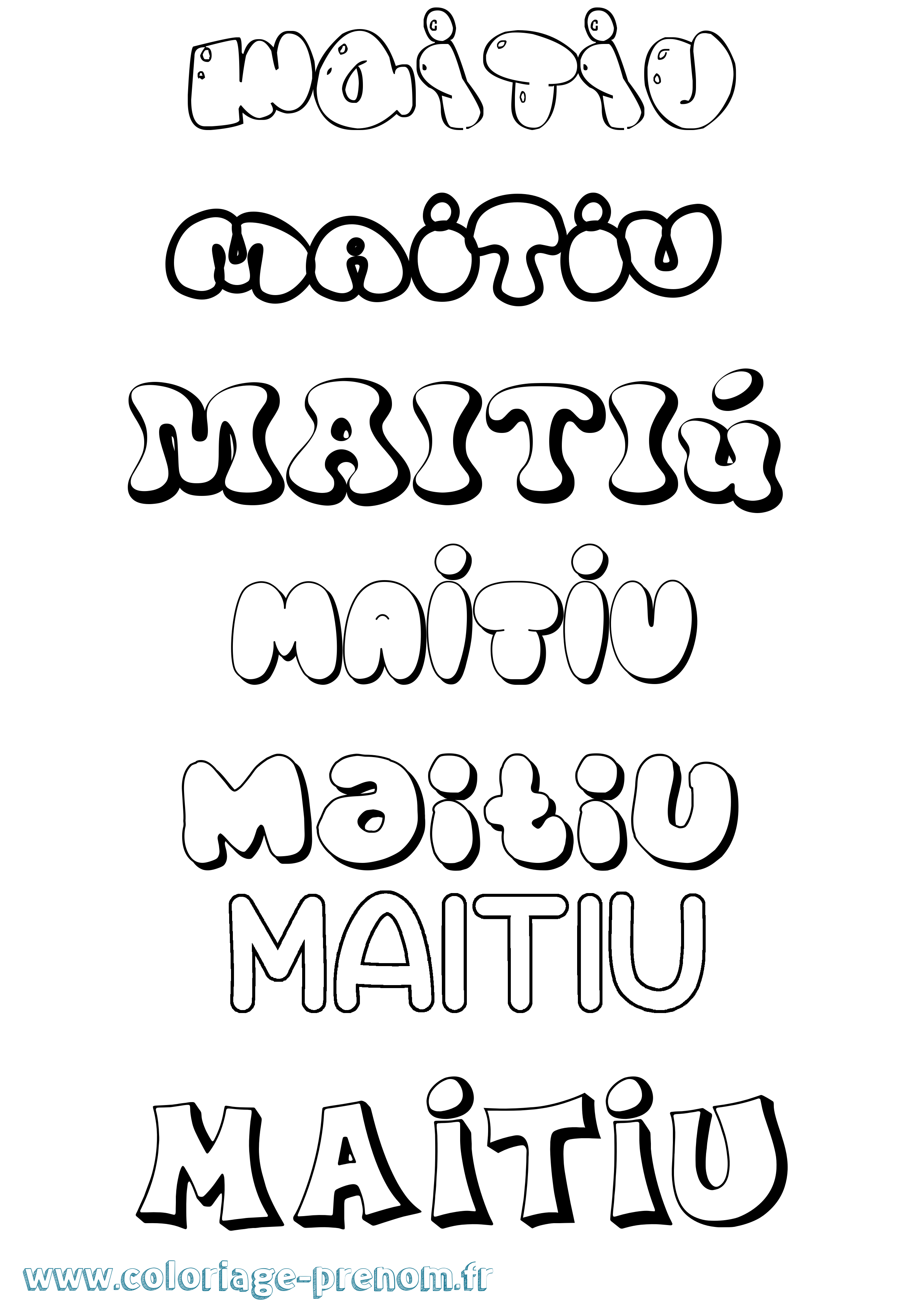 Coloriage Maitiú Bubble Coloriage prénom Maitiú Bubble