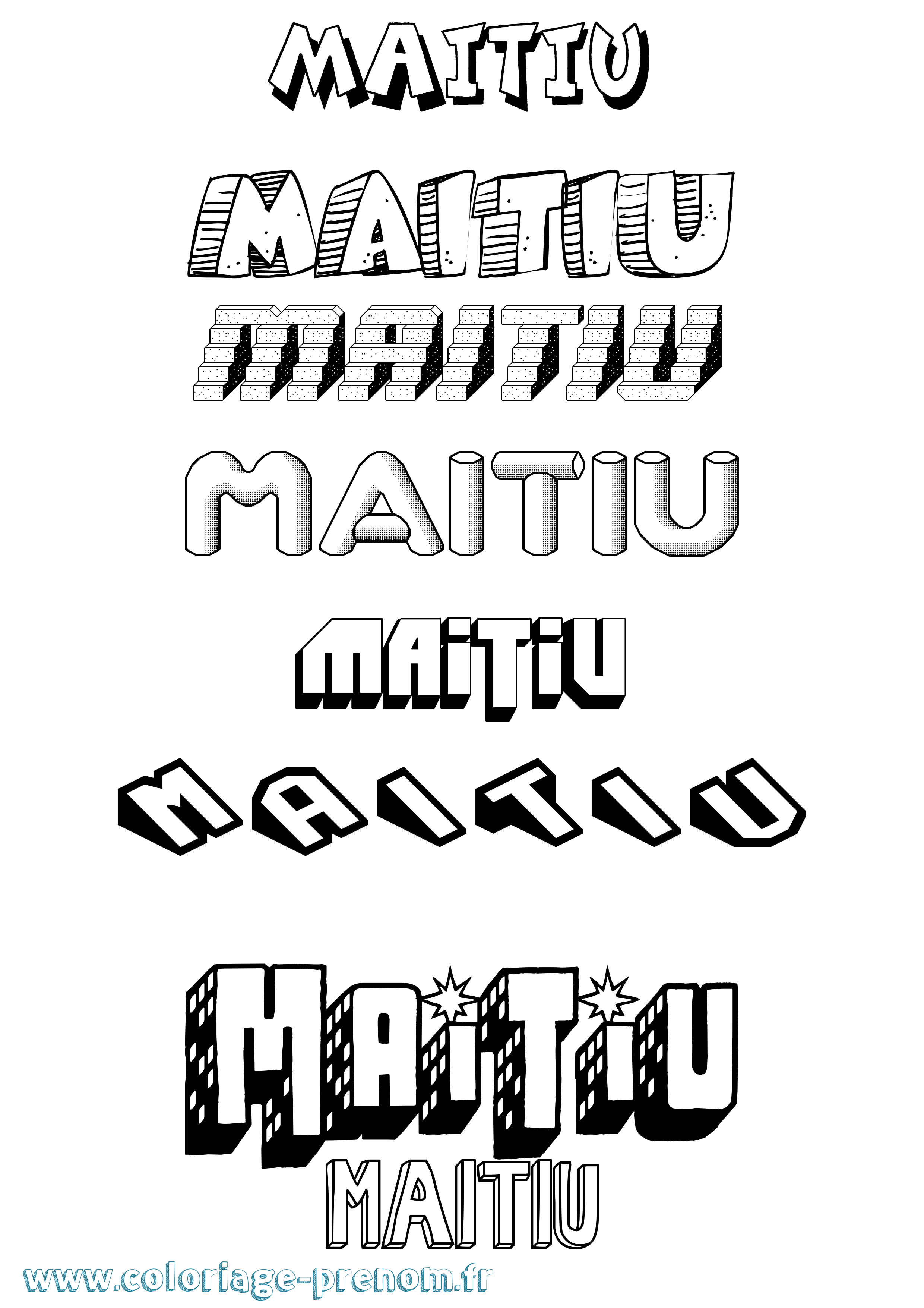 Coloriage Maitiú Effet 3D Coloriage prénom Maitiú Effet 3D