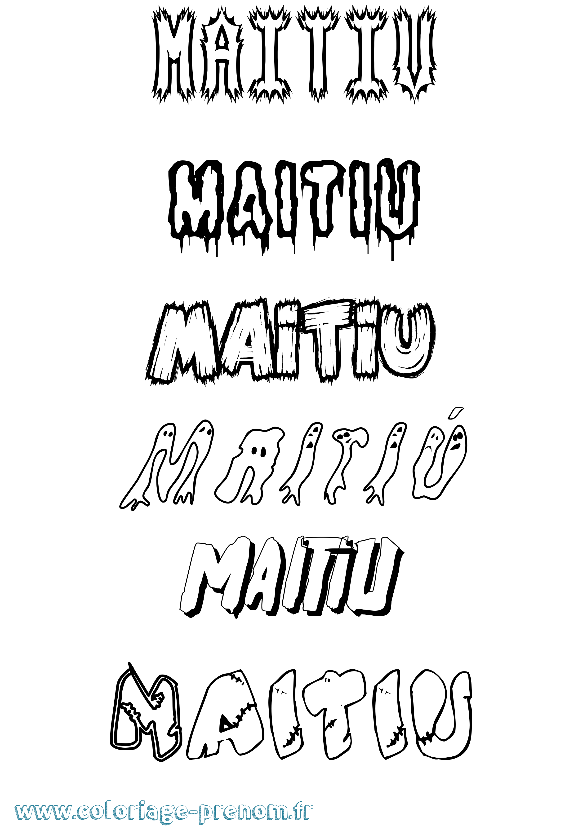 Coloriage Maitiú Frisson Coloriage prénom Maitiú Frisson