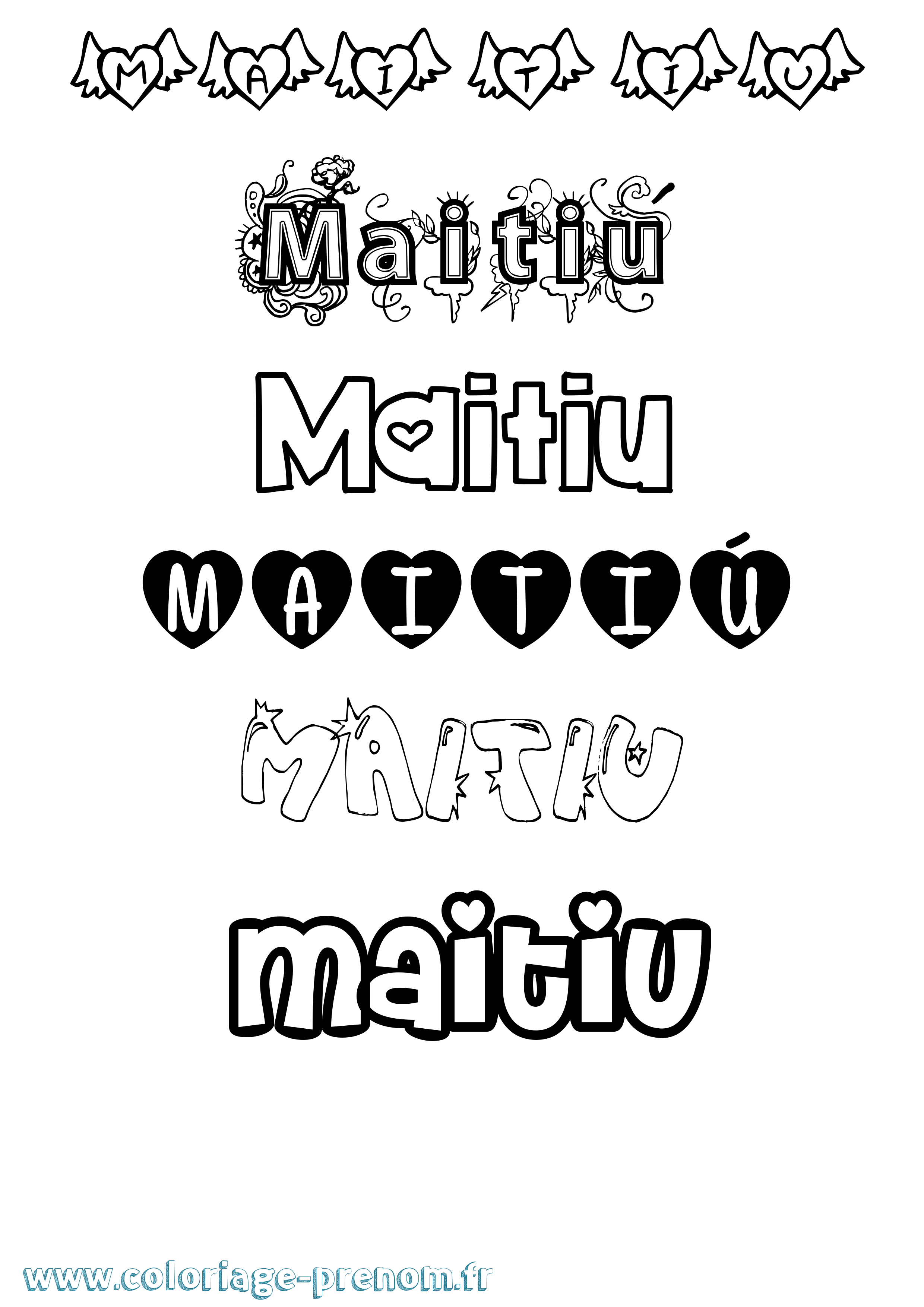 Coloriage Maitiú Girly Coloriage prénom Maitiú Girly