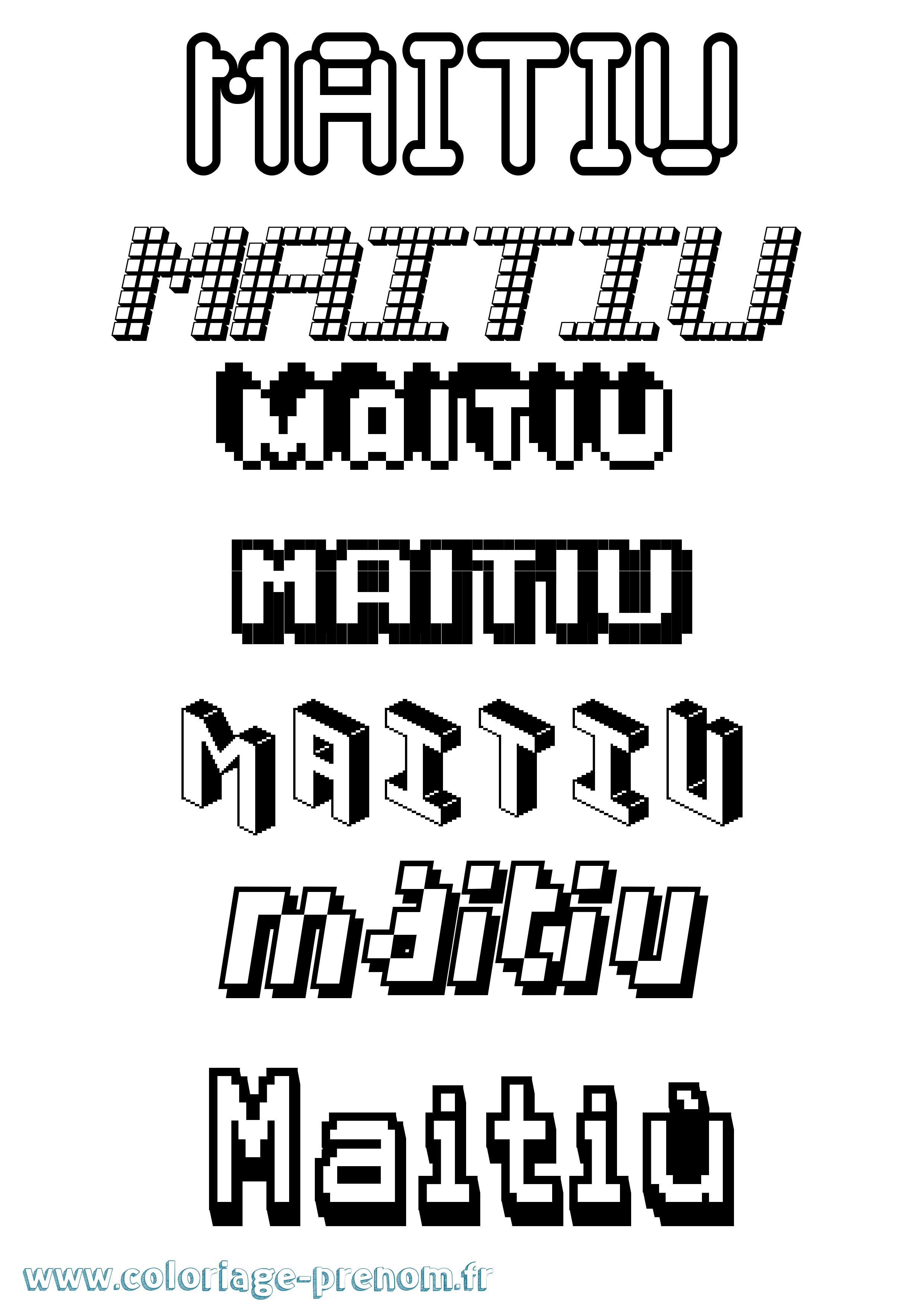 Coloriage Maitiú Pixel Coloriage prénom Maitiú Pixel
