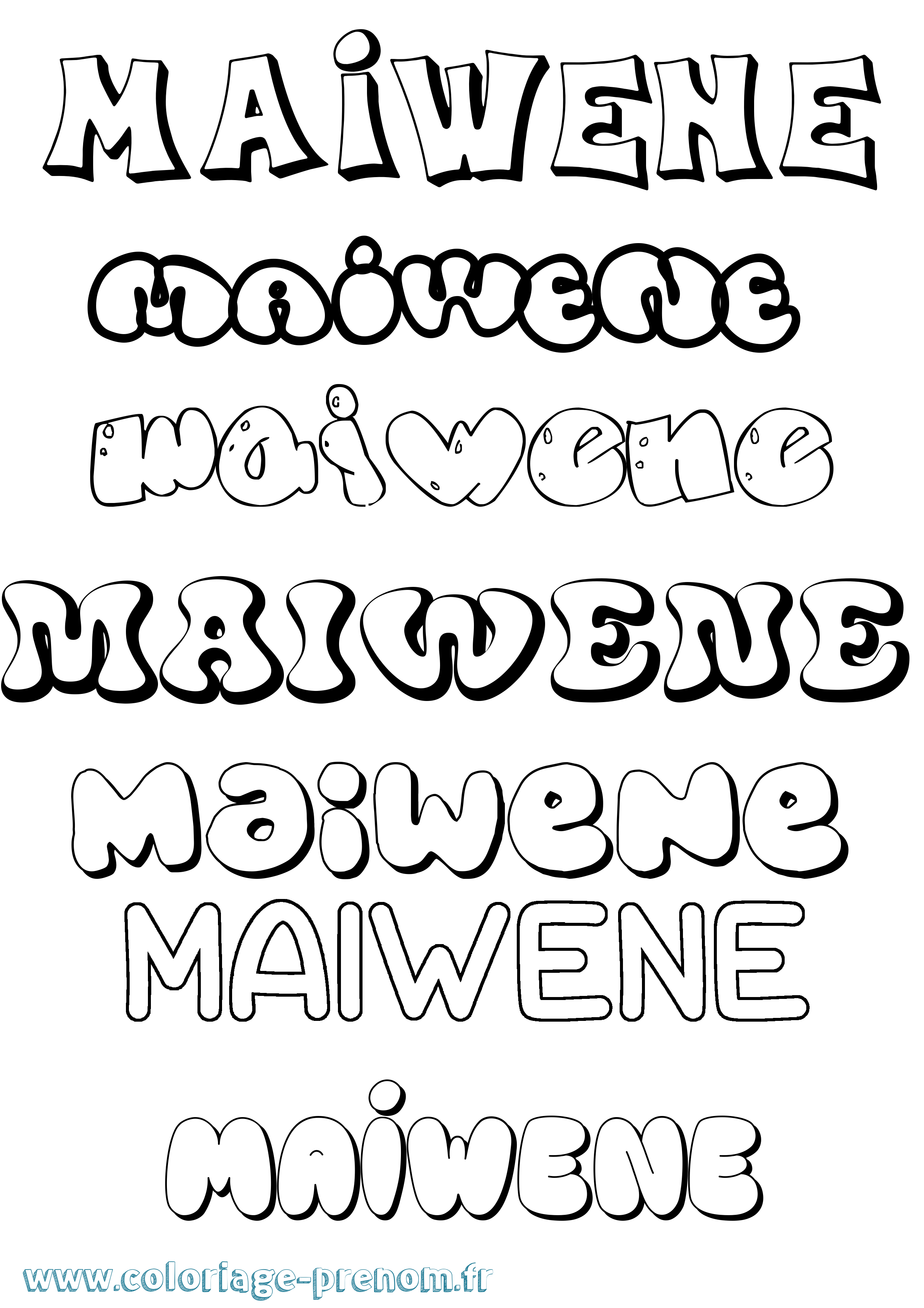 Coloriage Maiwene Bubble Coloriage prénom Maiwene Bubble
