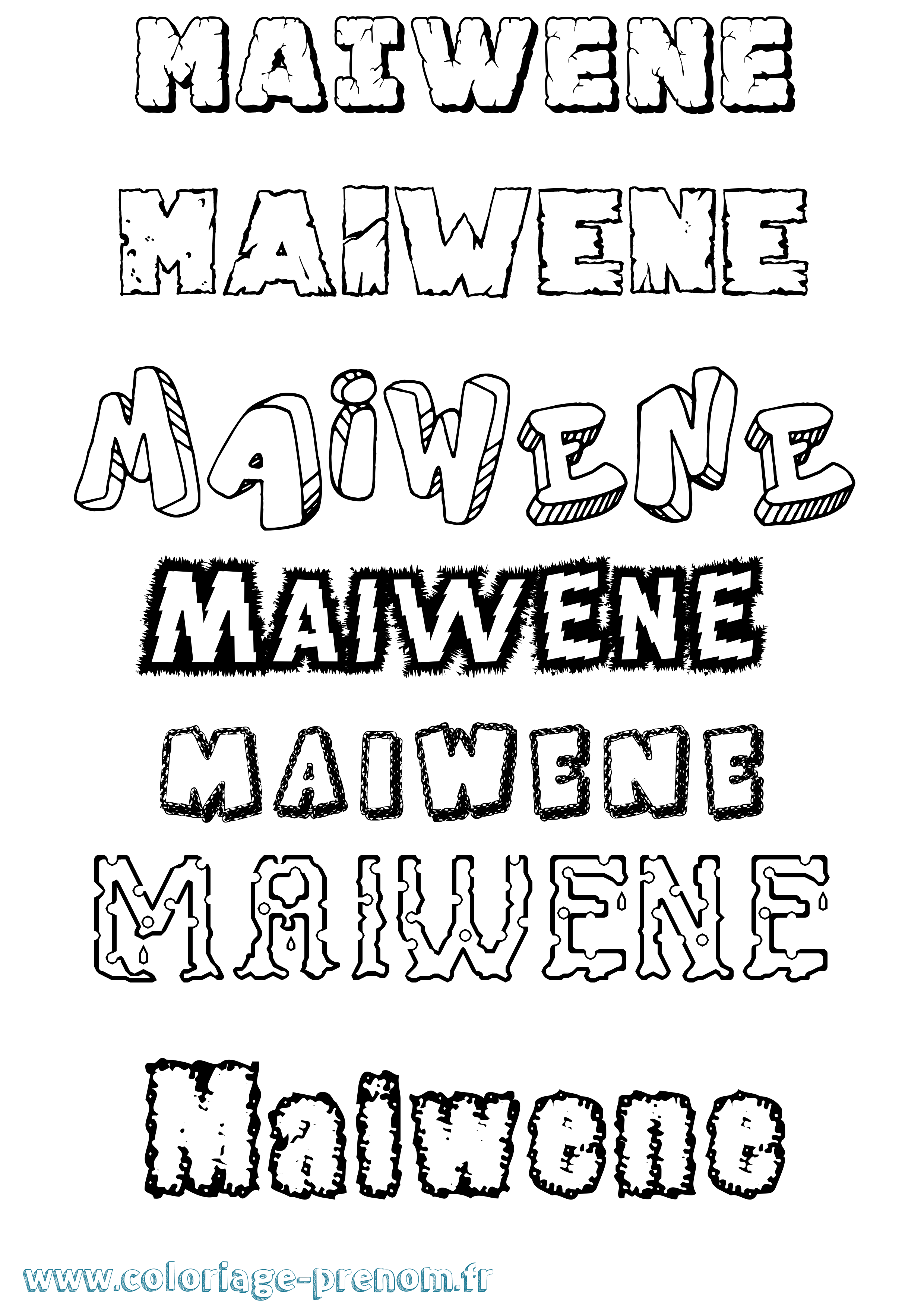 Coloriage Maiwene Destructuré Coloriage prénom Maiwene Destructuré