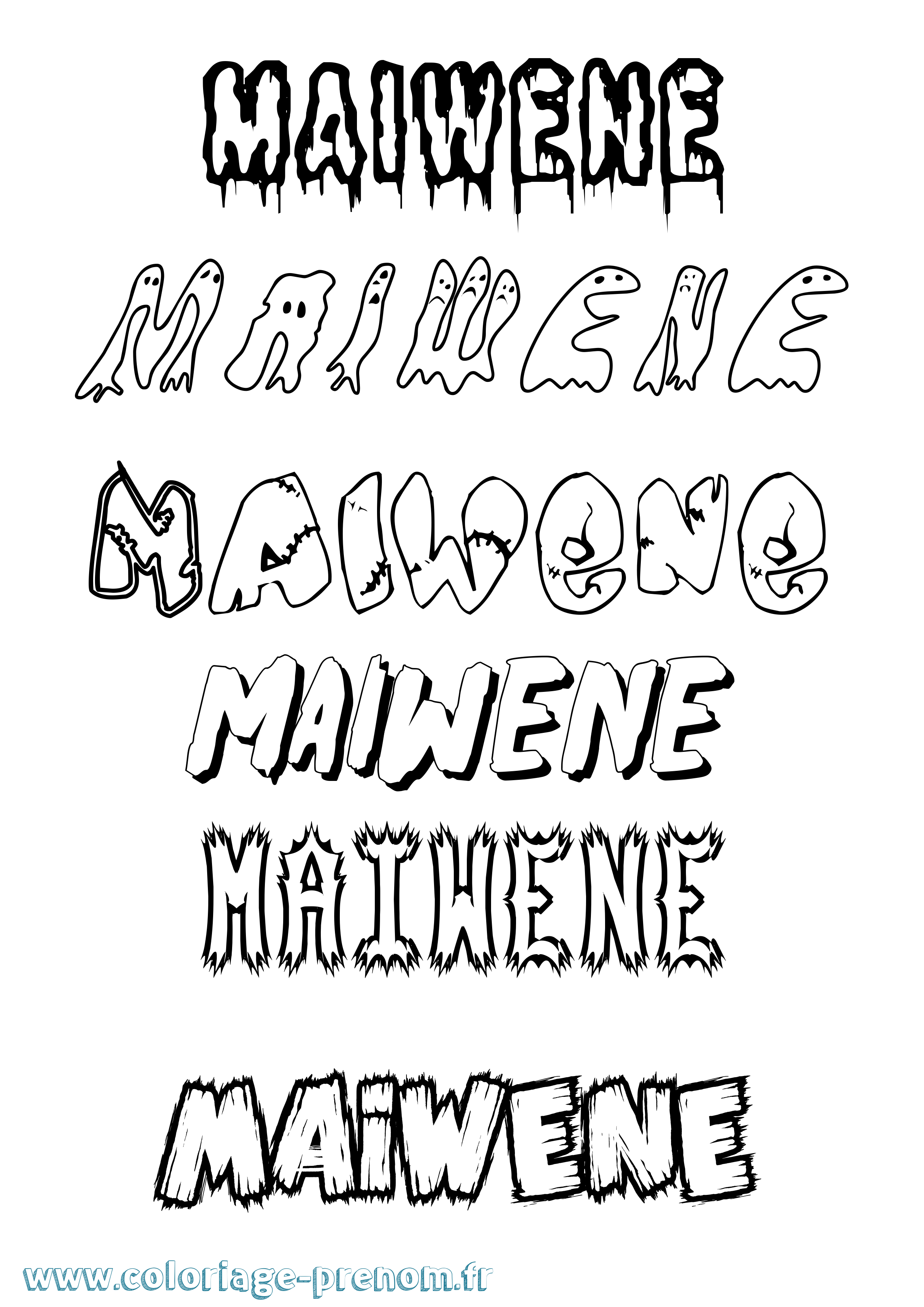 Coloriage Maiwene Frisson Coloriage prénom Maiwene Frisson