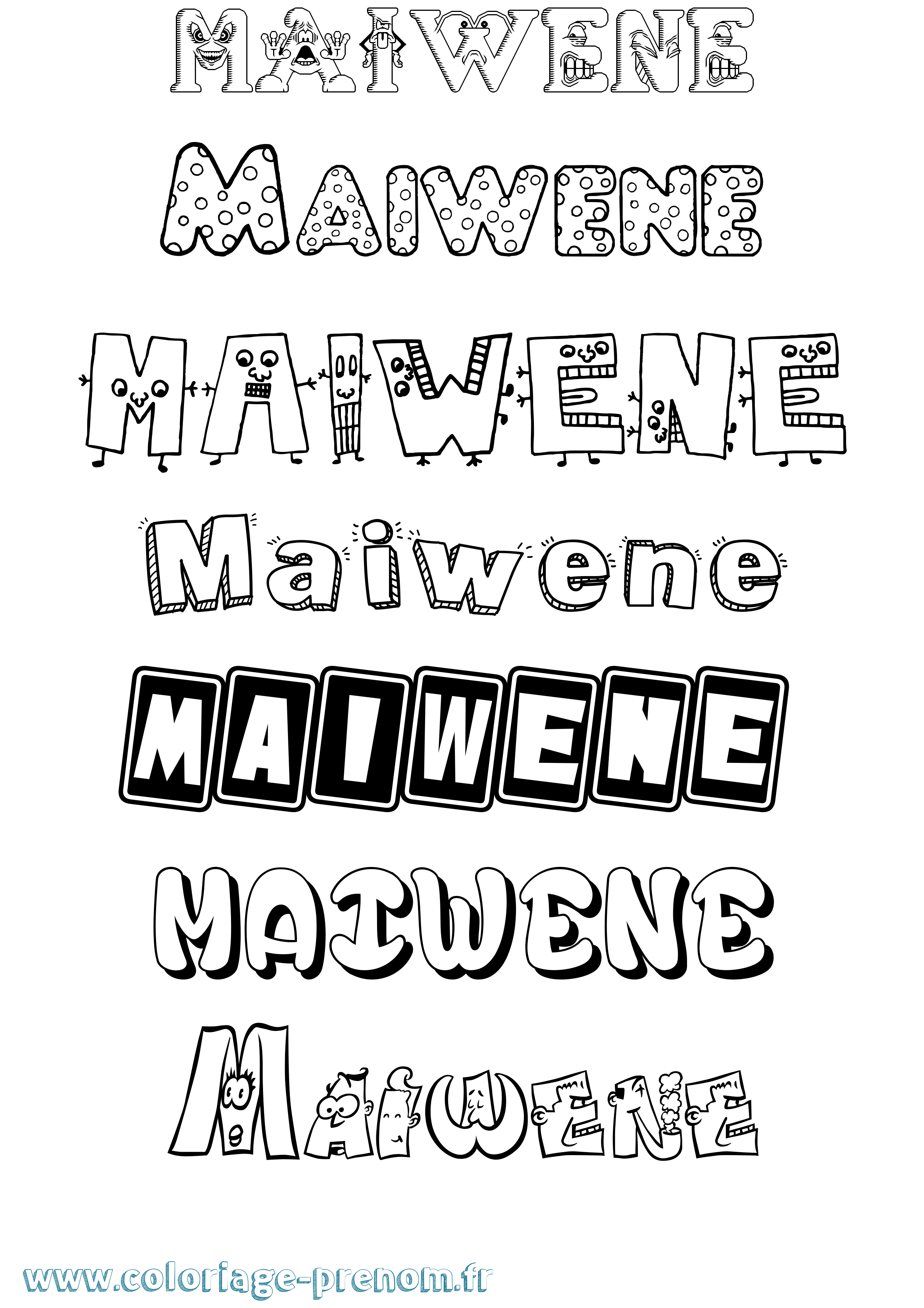 Coloriage Maiwene Fun Coloriage prénom Maiwene Fun