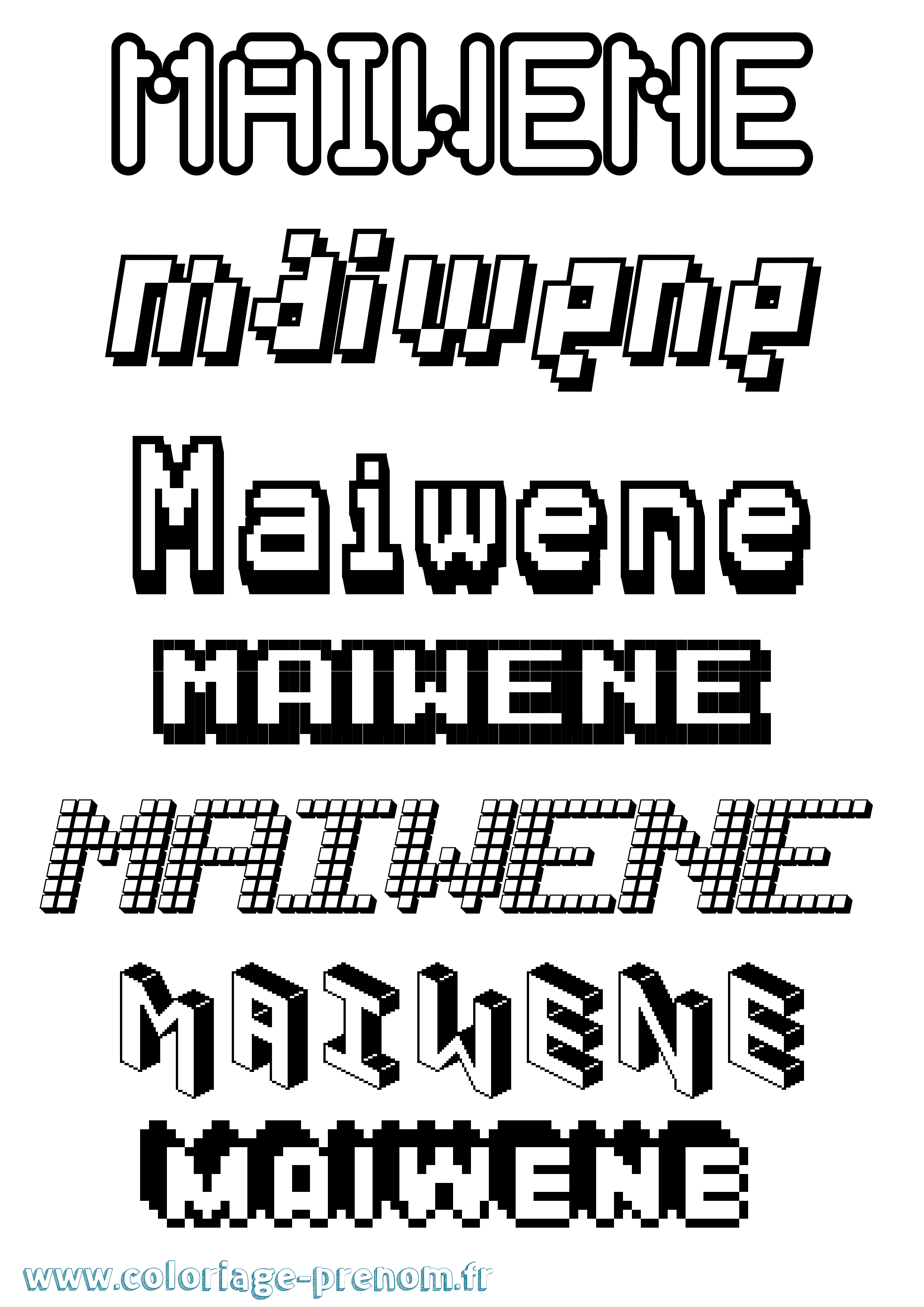 Coloriage Maiwene Pixel Coloriage prénom Maiwene Pixel