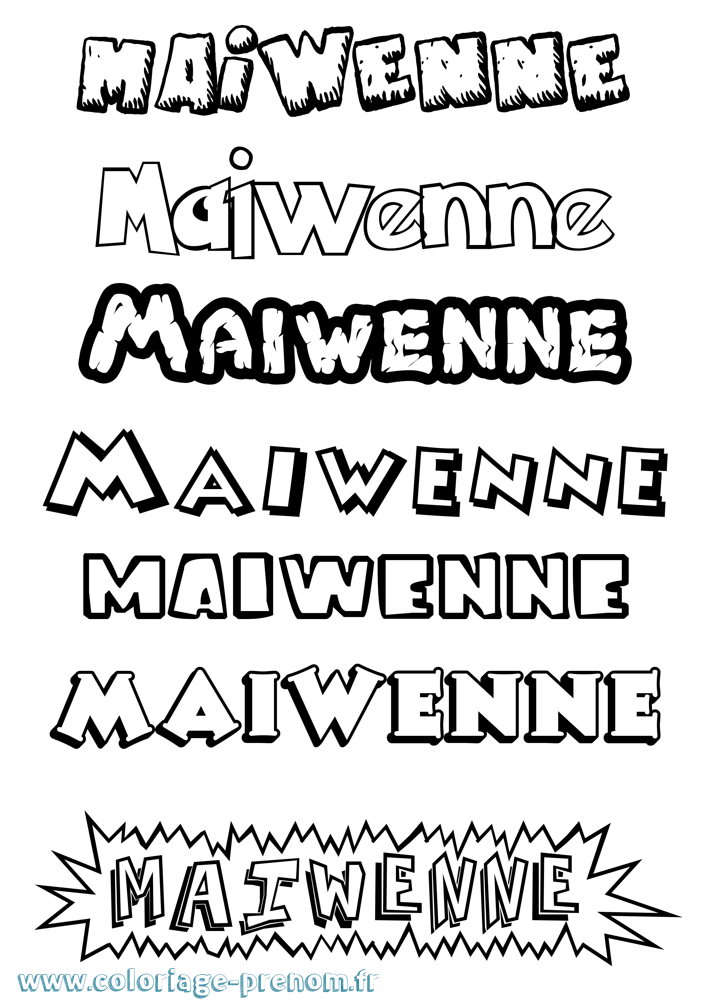 Coloriage Maiwenne Dessin Animé Coloriage prénom Maiwenne Dessin Animé