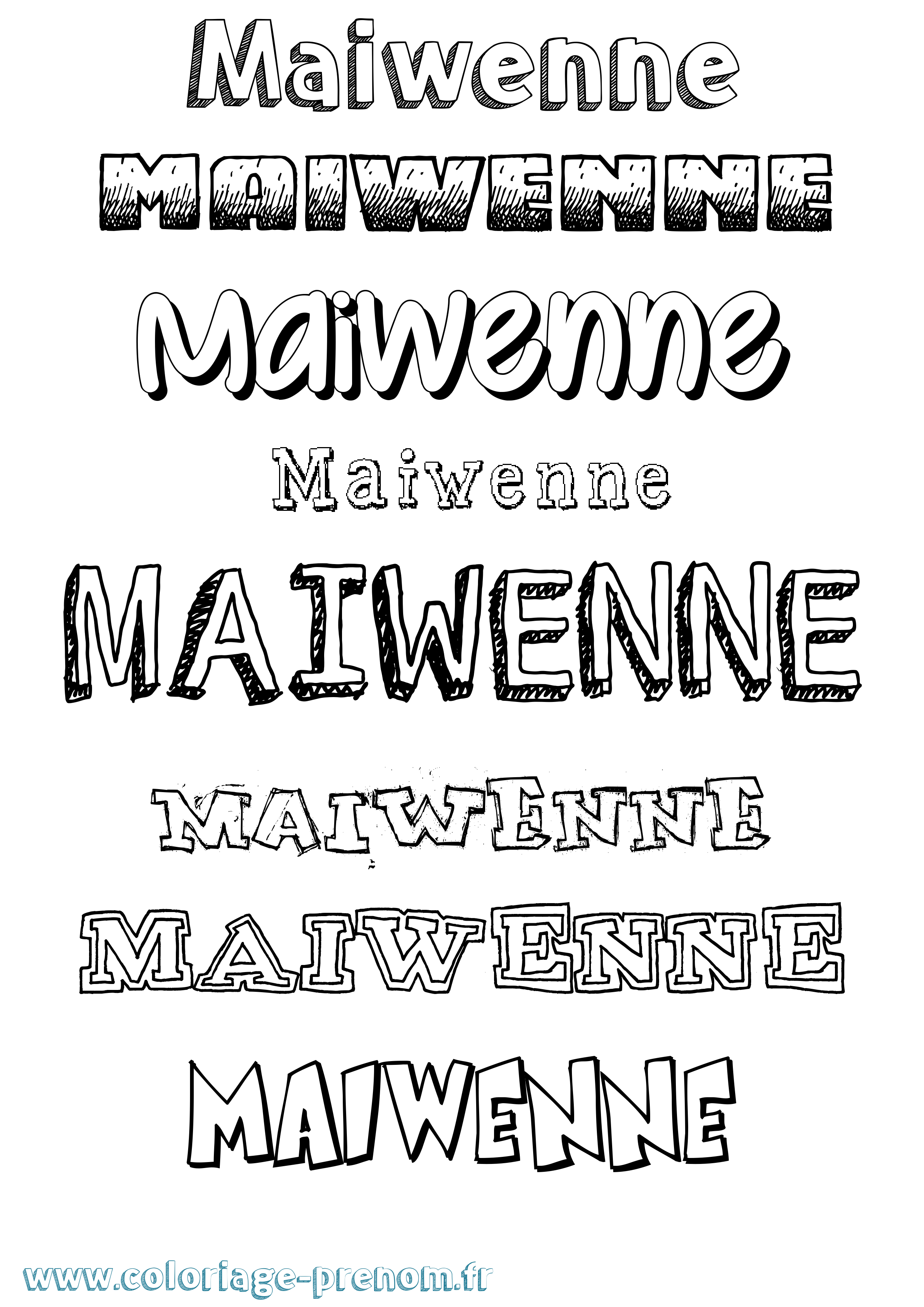 Coloriage Maiwenne Dessiné Coloriage prénom Maiwenne Dessiné
