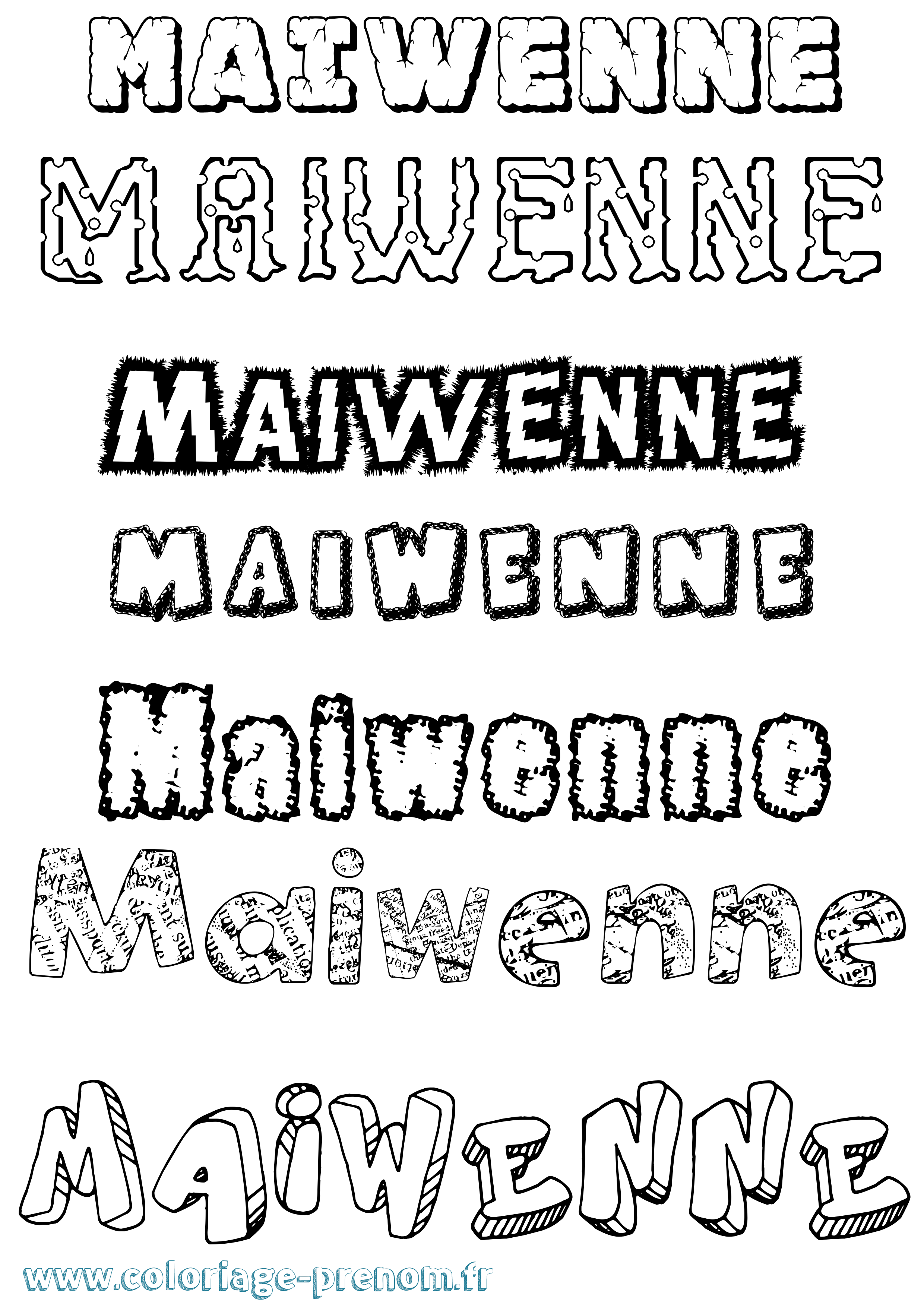 Coloriage Maiwenne Destructuré Coloriage prénom Maiwenne Destructuré