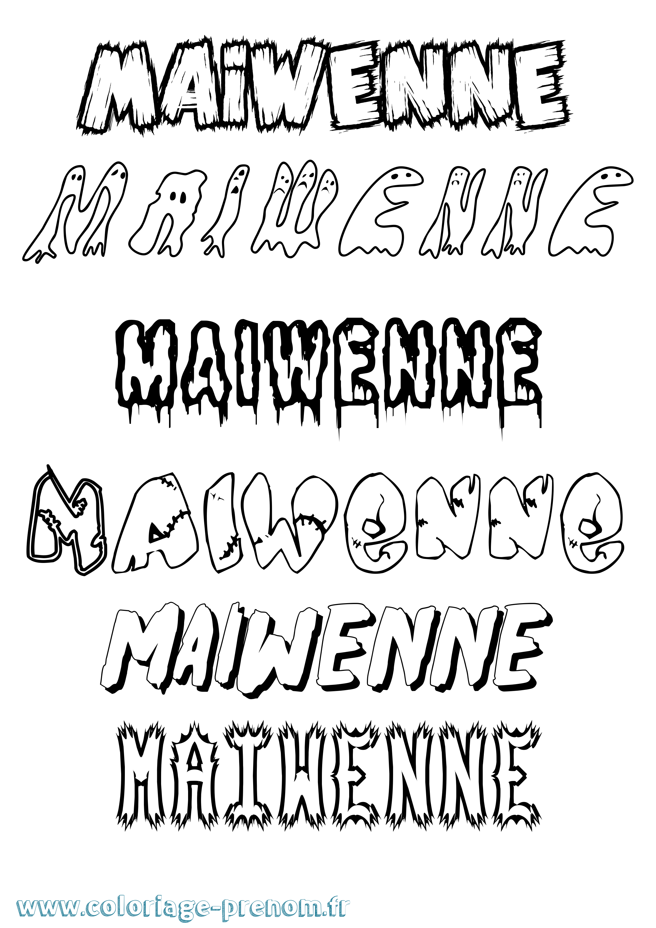 Coloriage Maiwenne Frisson Coloriage prénom Maiwenne Frisson