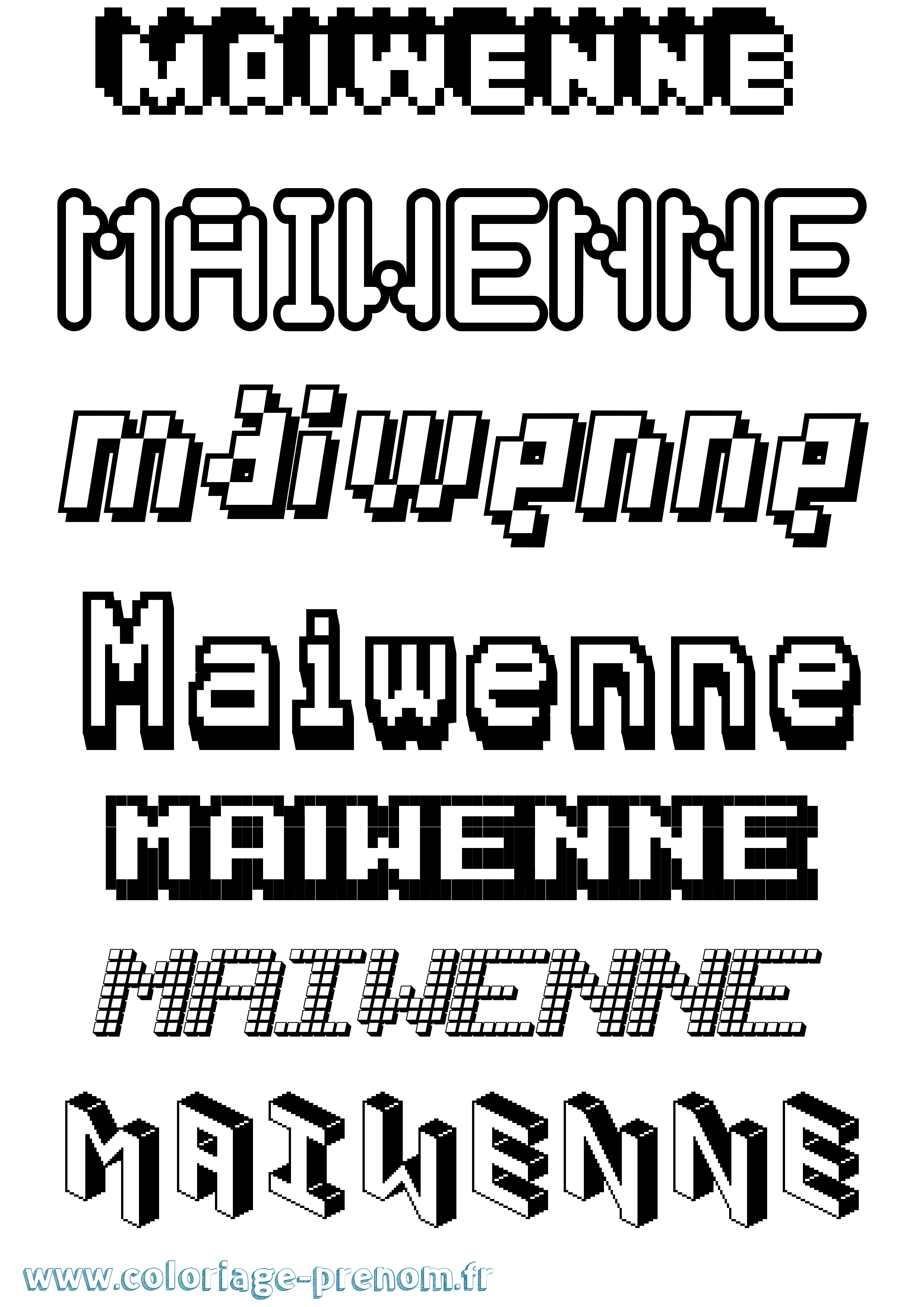 Coloriage Maiwenne Pixel Coloriage prénom Maiwenne Pixel