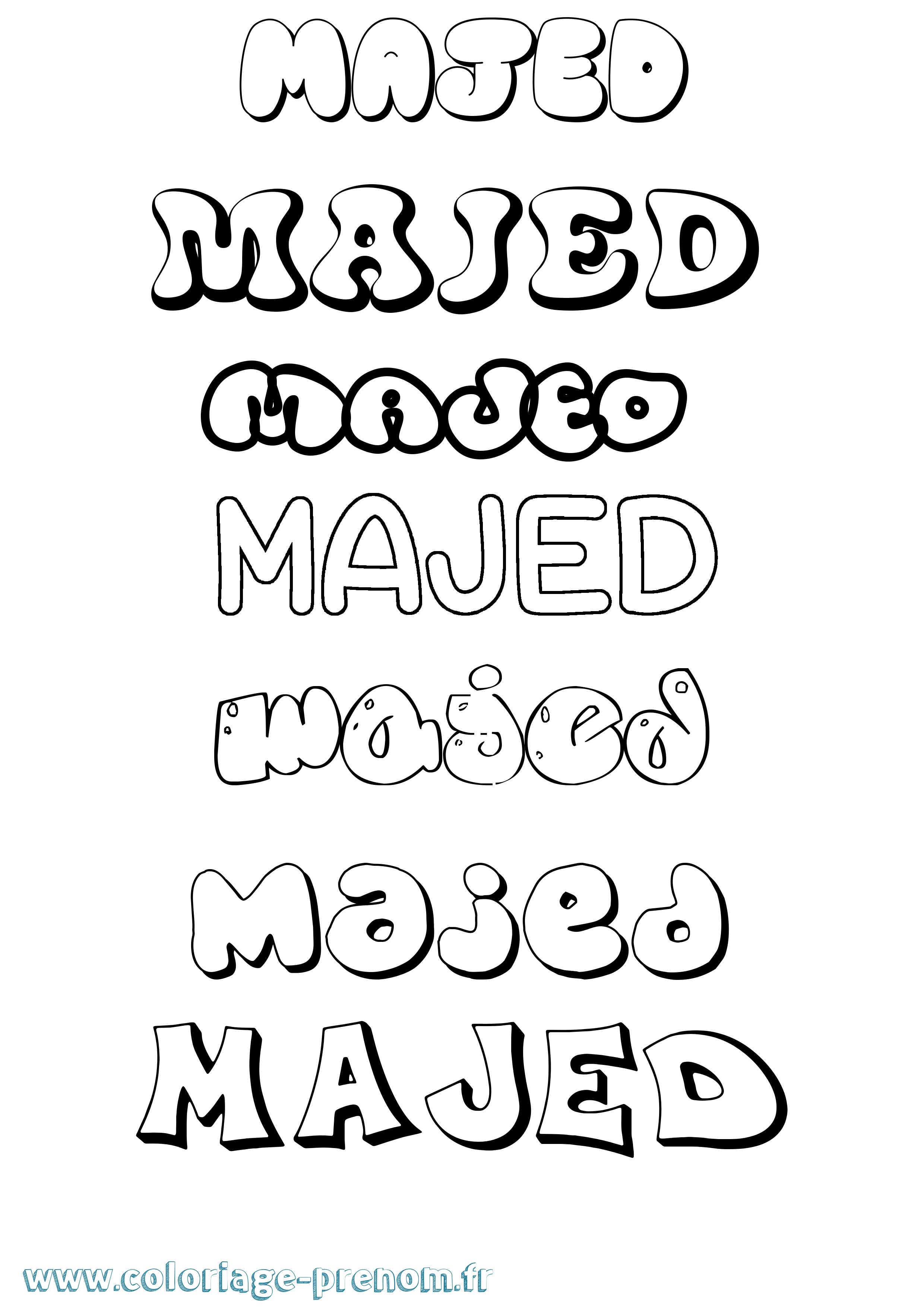 Coloriage Majed Bubble Coloriage prénom Majed Bubble