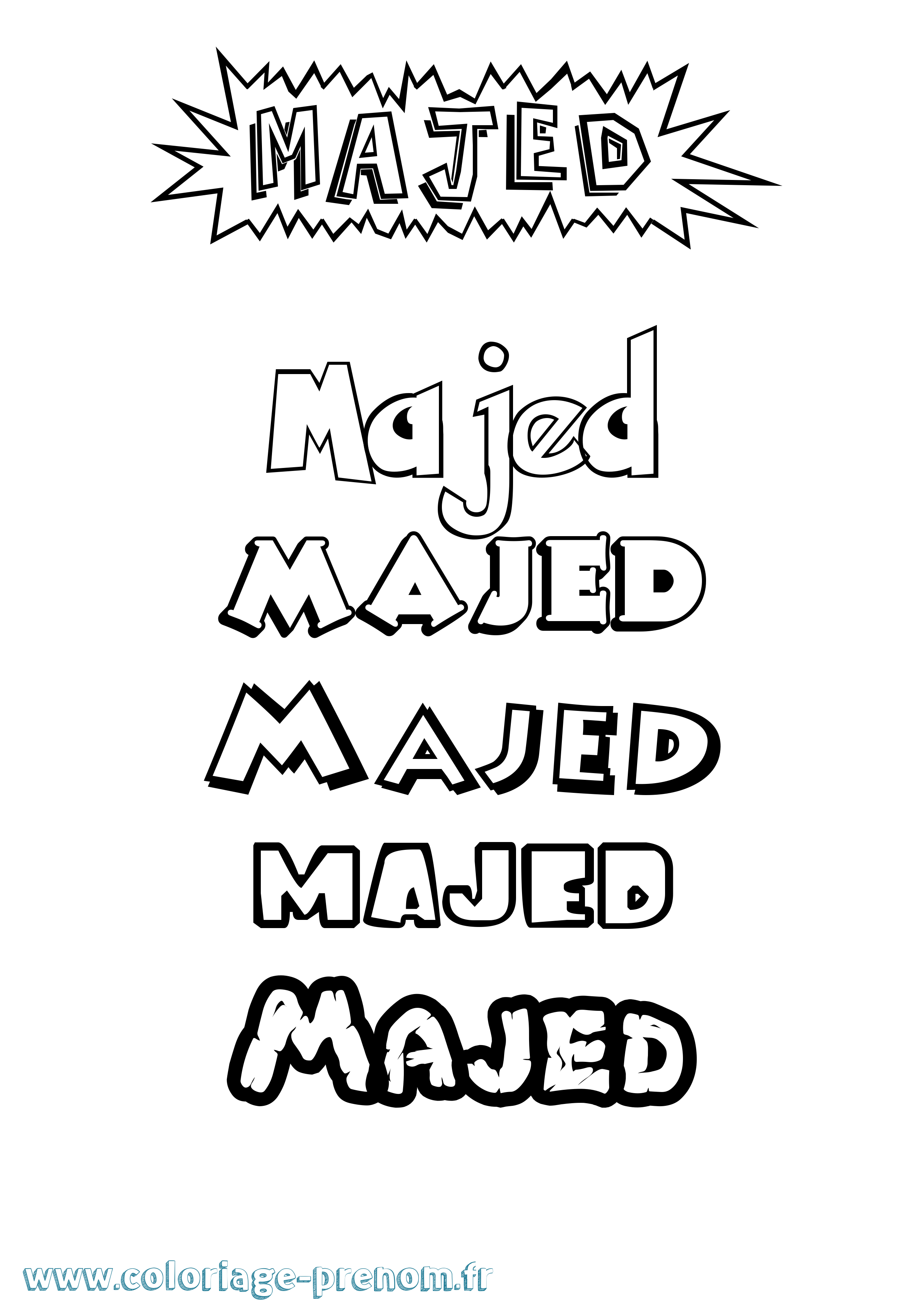 Coloriage Majed Dessin Animé Coloriage prénom Majed Dessin Animé