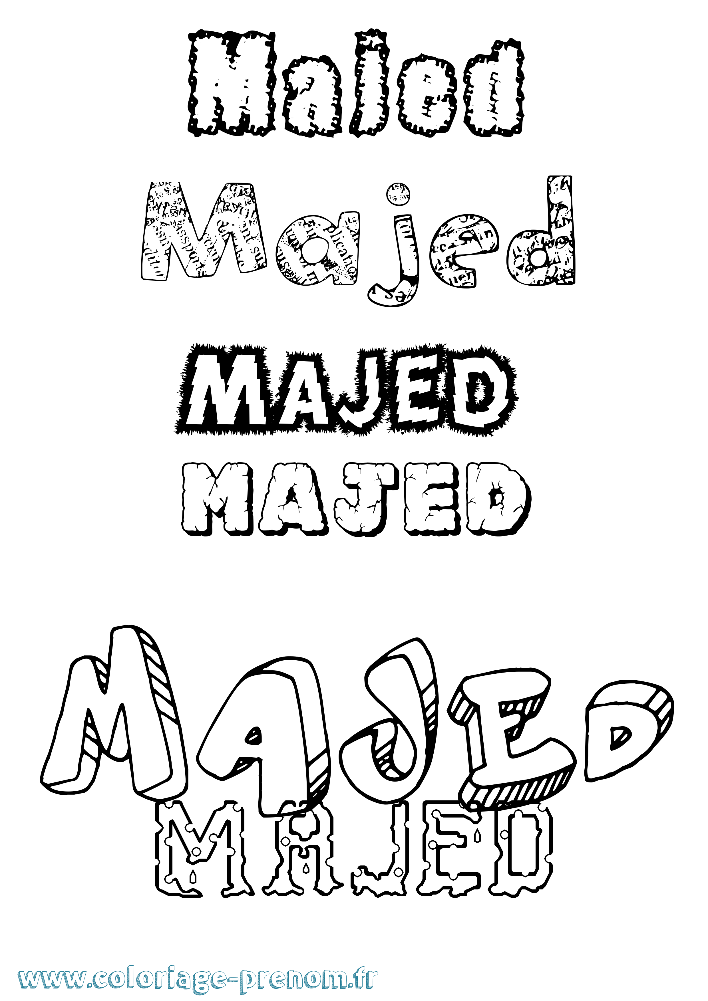 Coloriage Majed Destructuré Coloriage prénom Majed Destructuré