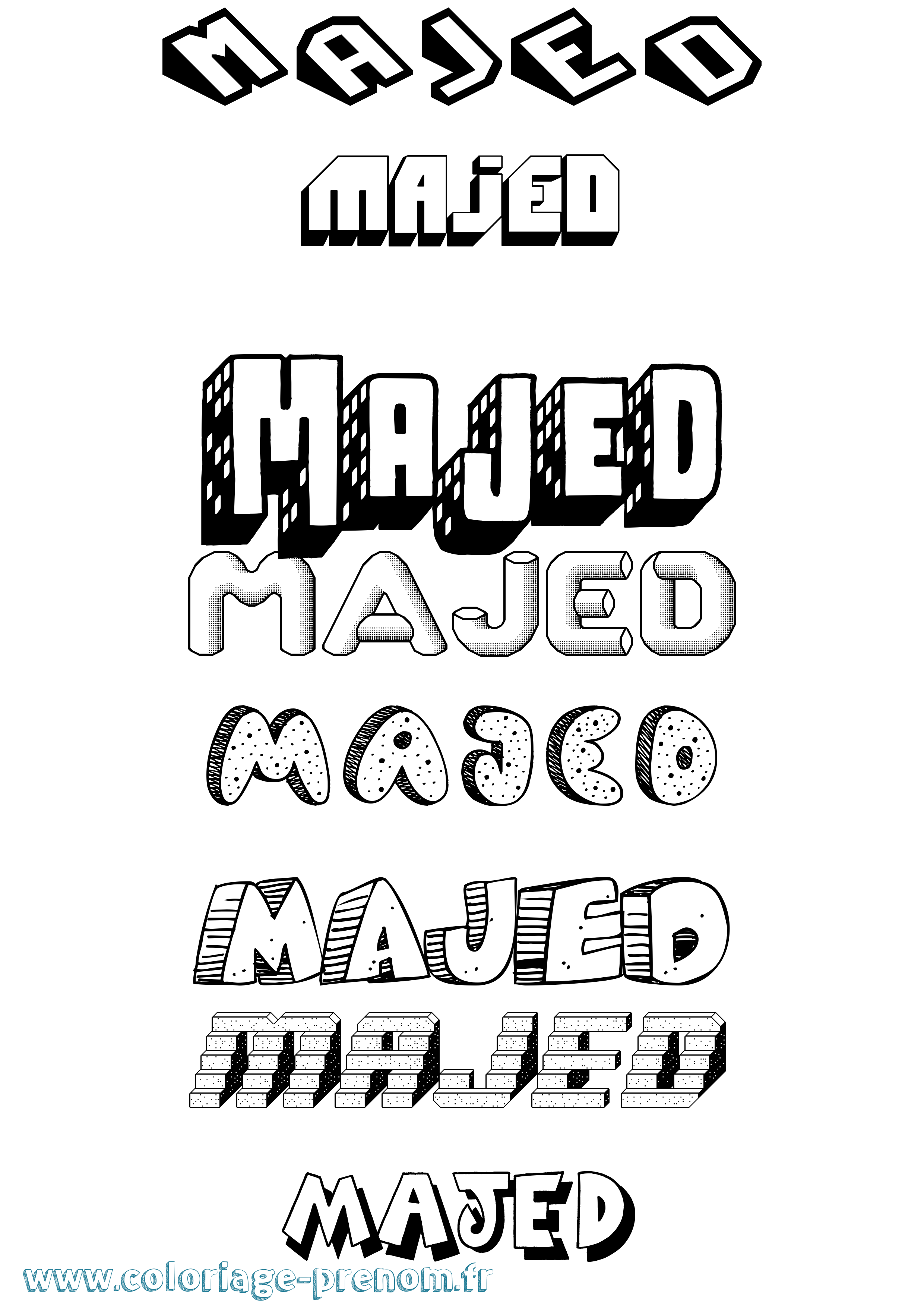 Coloriage Majed Effet 3D Coloriage prénom Majed Effet 3D